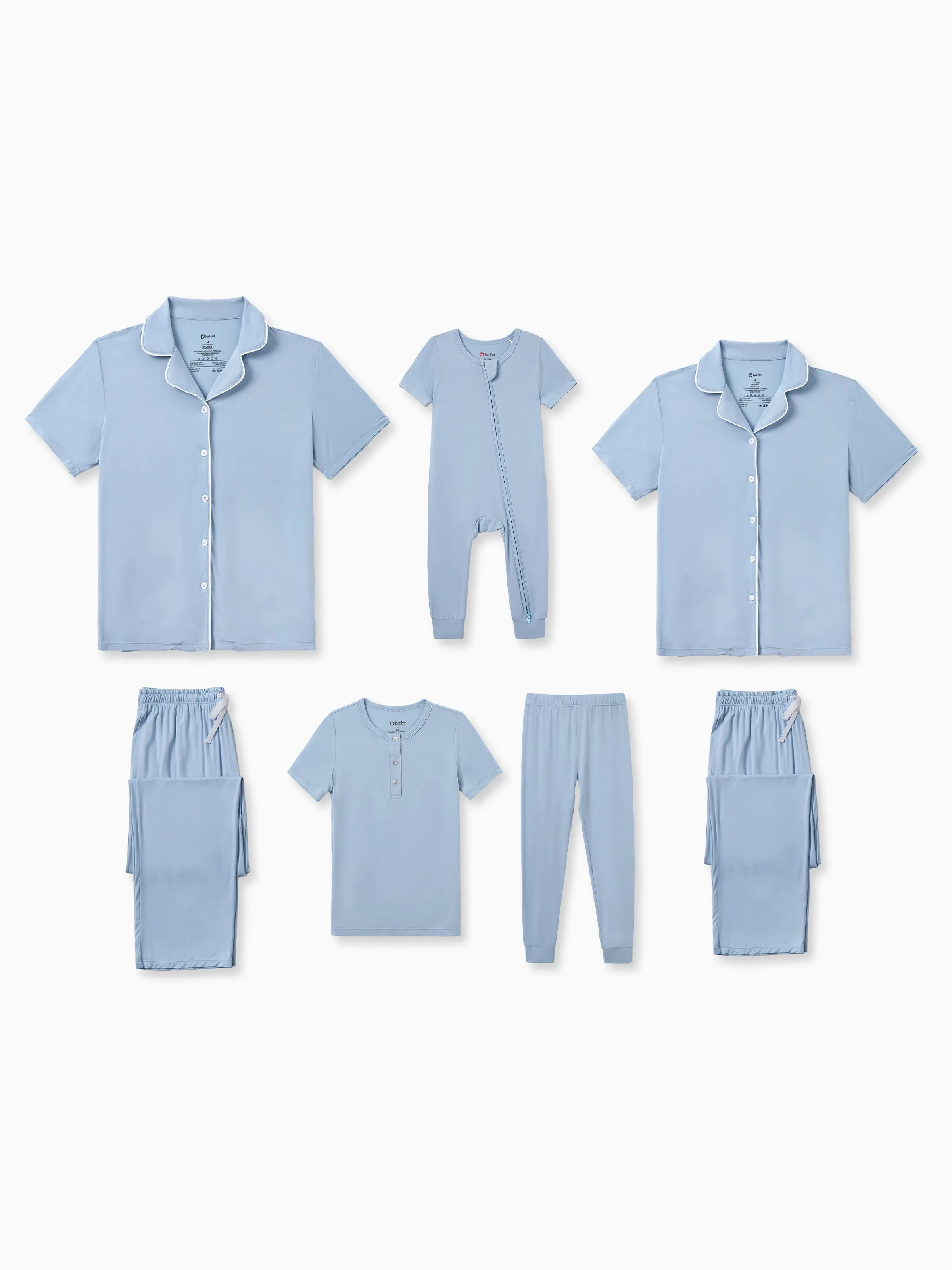 Daddy & Son Bamboo Pajamas Soft Bamboo Viscose PJs for Men Women Kids Toddler Baby, Classic Blue Short-sleeve Sleepwear with Button-Down Shirt and Pants Blue grey - Image 2