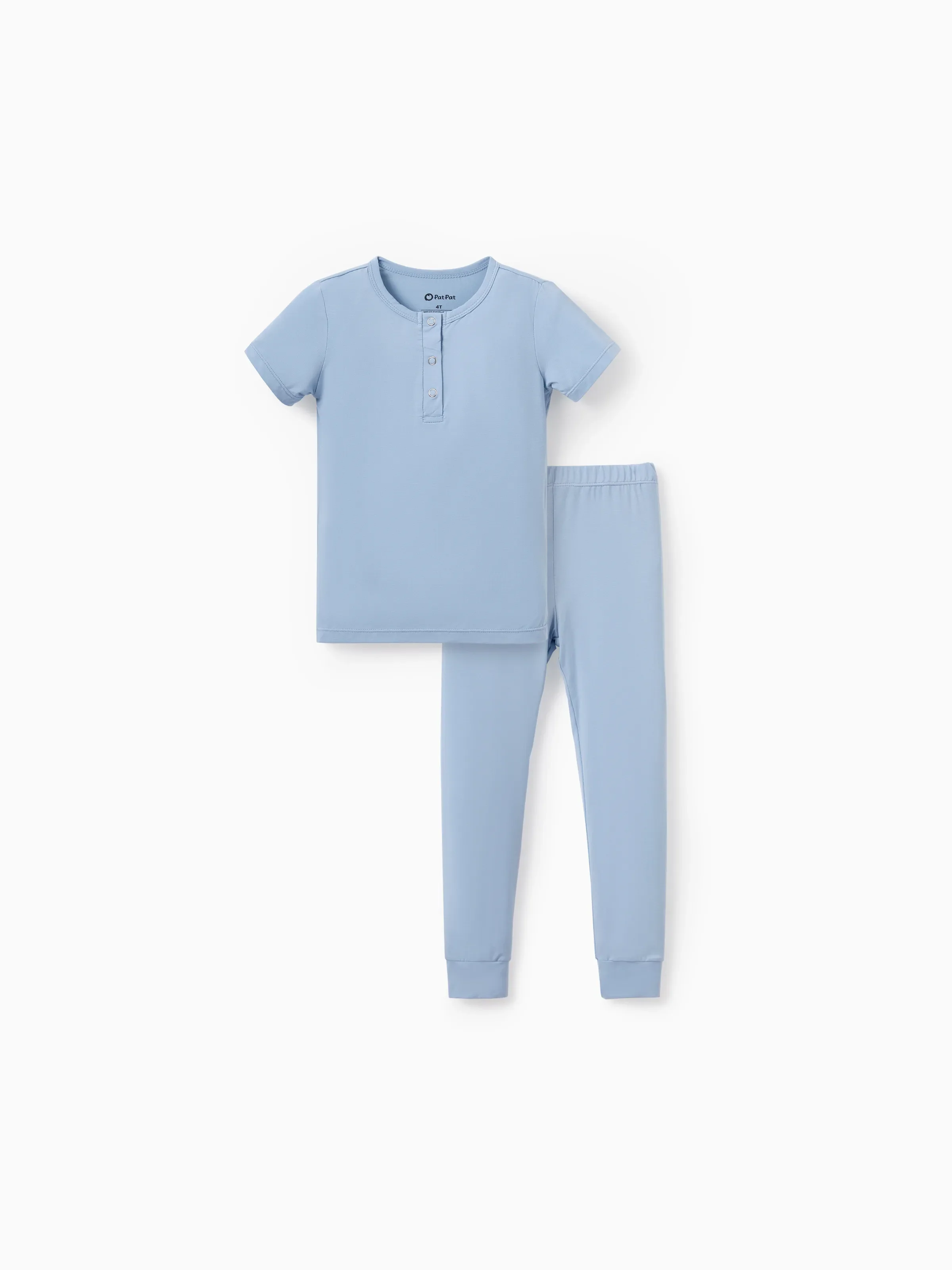 Daddy & Son Bamboo Pajamas Soft Bamboo Viscose PJs for Men Women Kids Toddler Baby, Classic Blue Short-sleeve Sleepwear with Button-Down Shirt and Pants Blue grey - Image 8