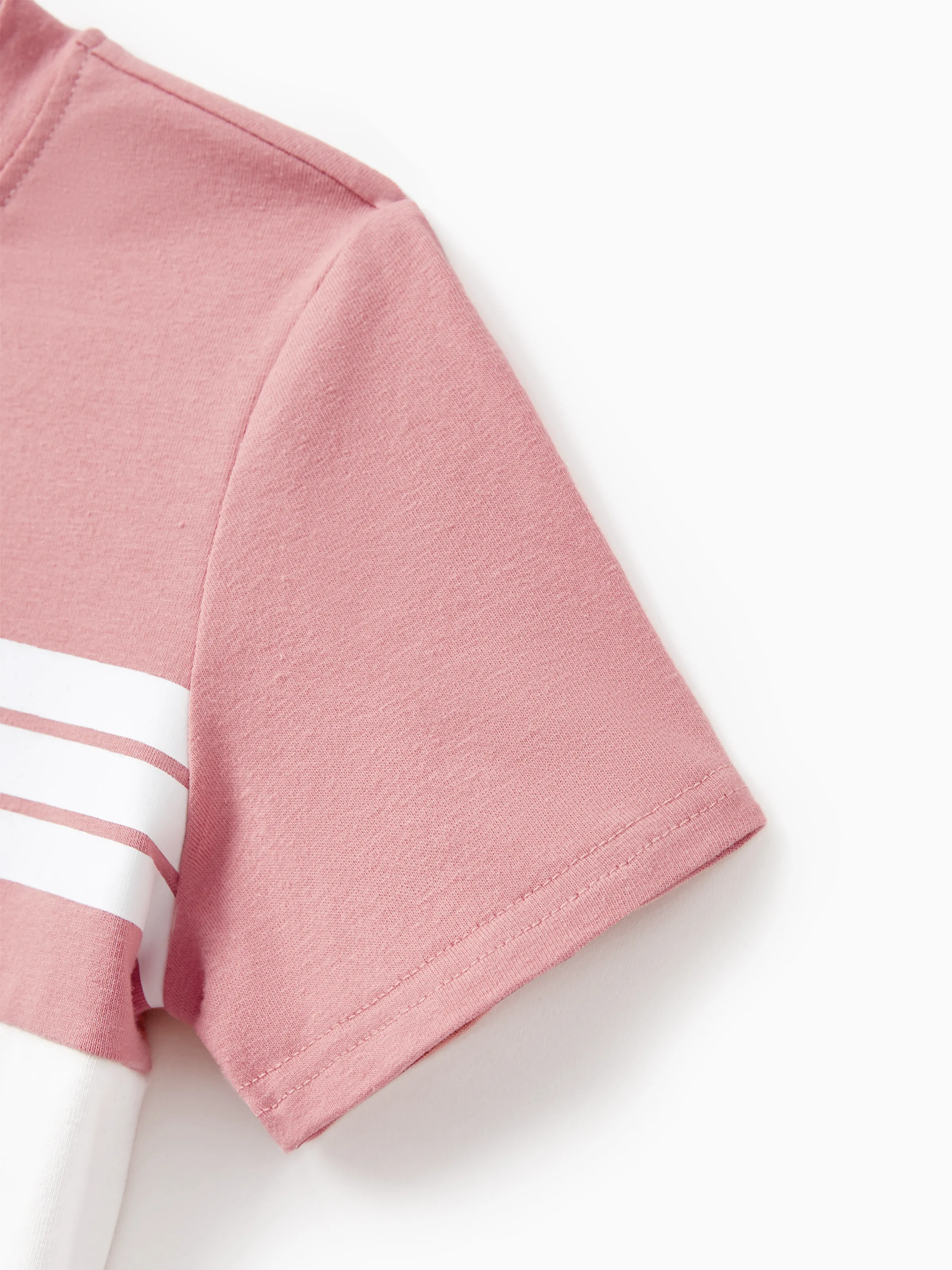 Daddy & Son Blue Cotton Colorblock Tee Shirt Set Pink - Image 11