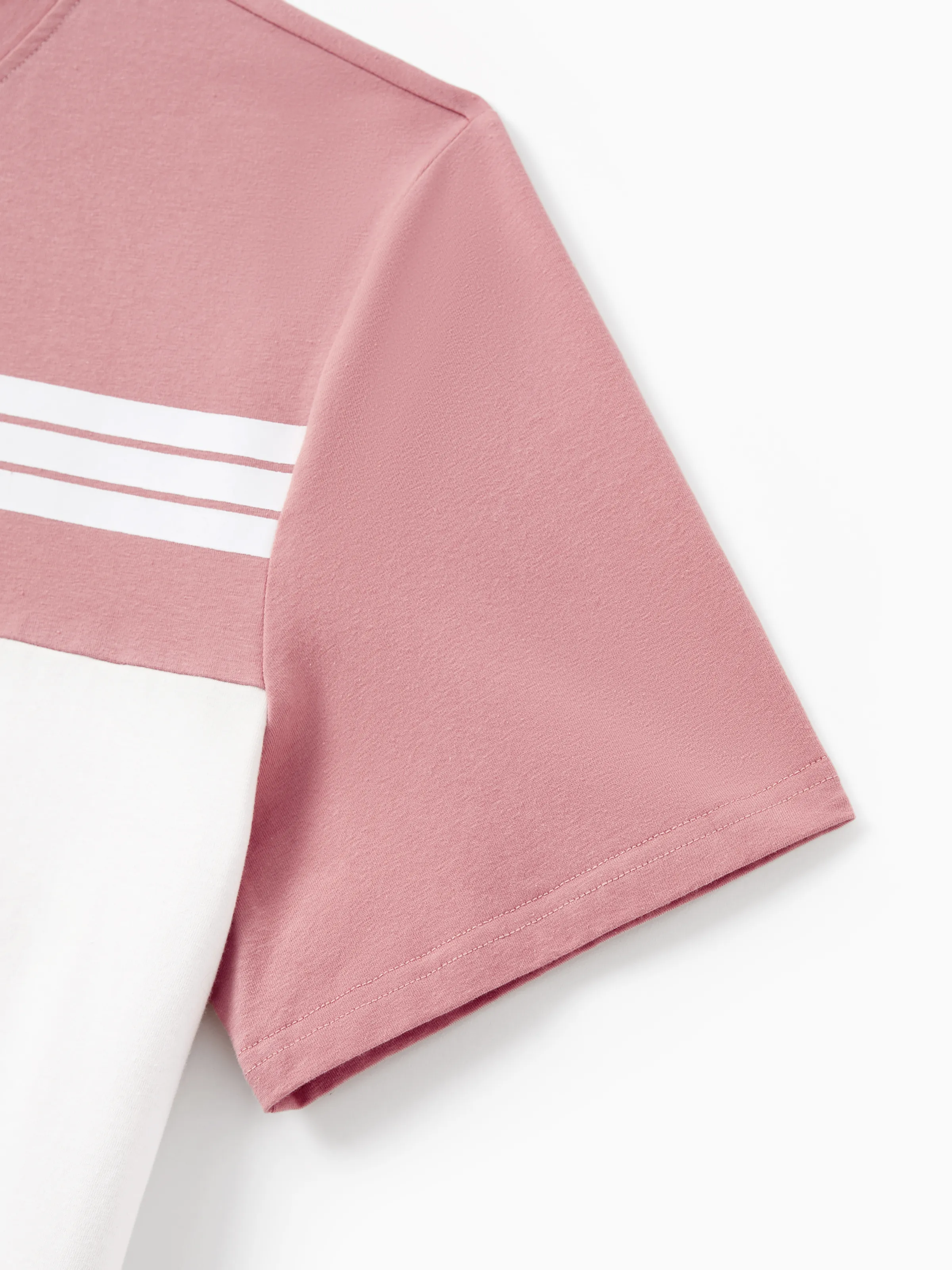 Daddy & Son Blue Cotton Colorblock Tee Shirt Set Pink - Image 6