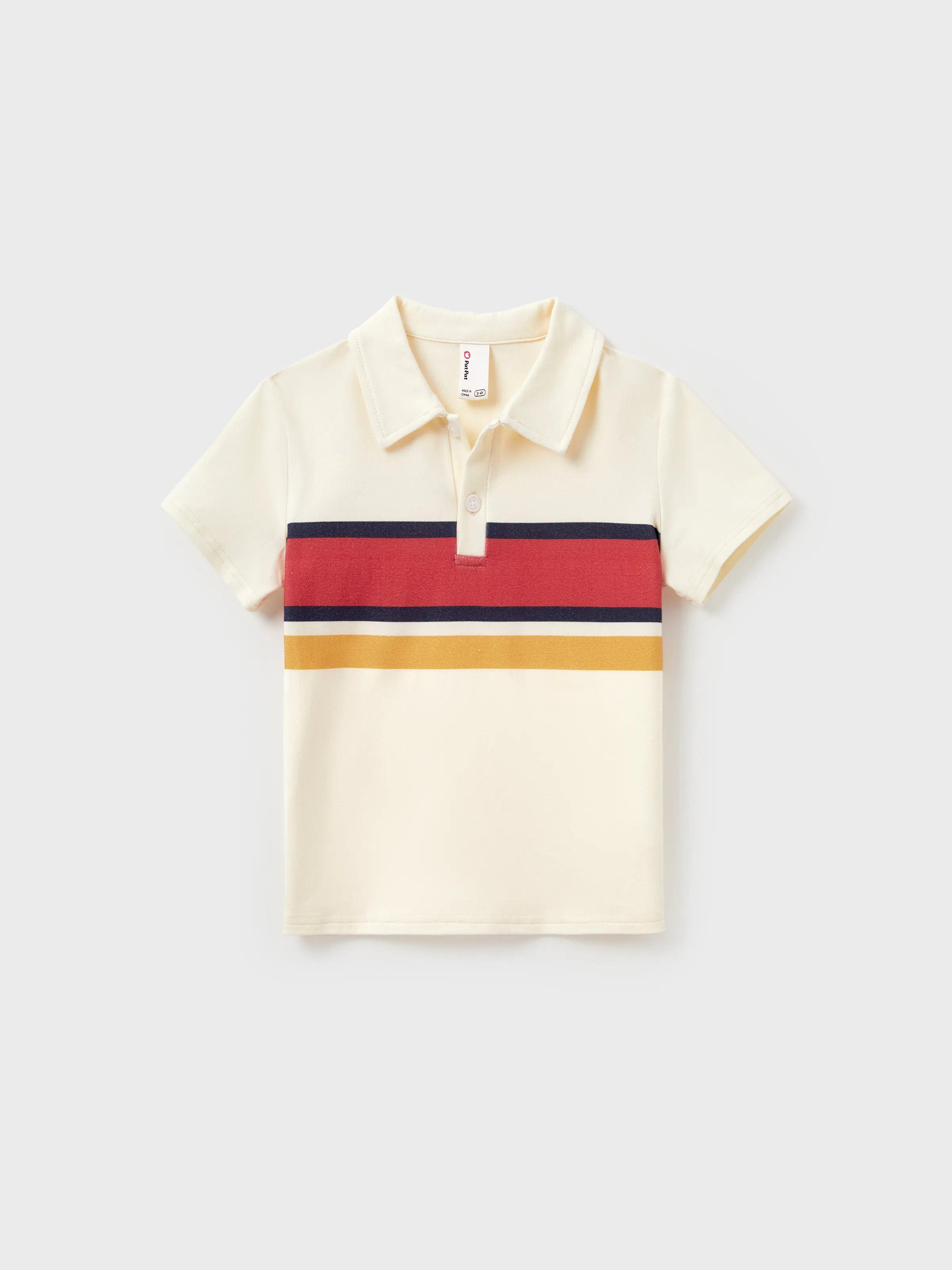 Daddy & Son Casual Outfit Colorblock Polo Collar T-shirt or Floral Print Flutter Sleeveless Dress Set Orange red - Image 8