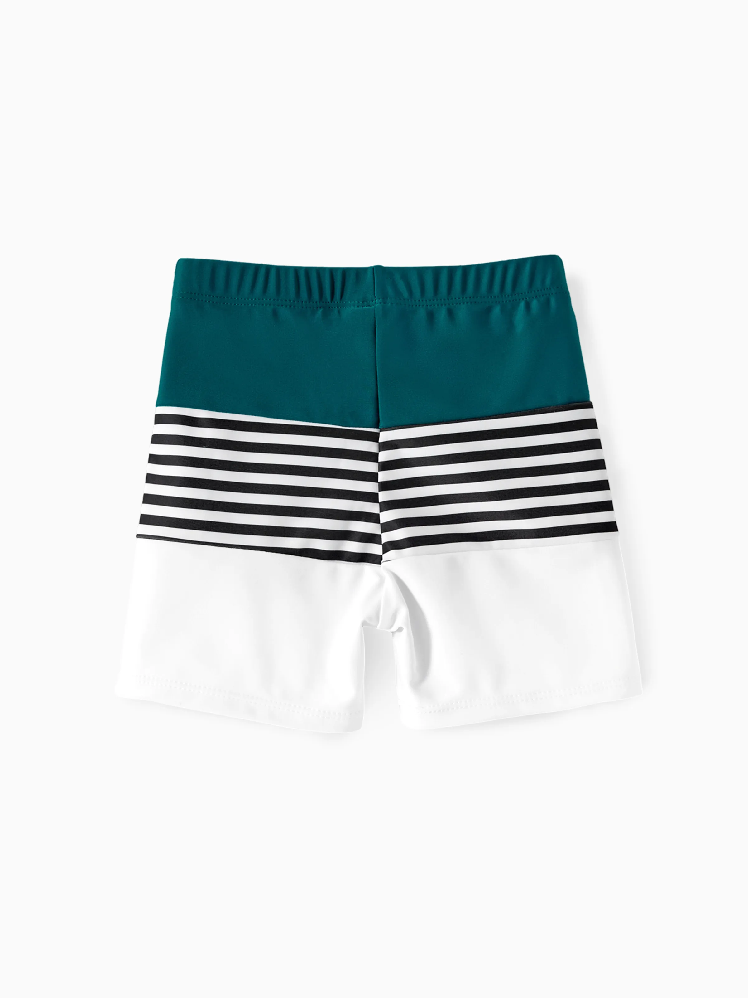 Daddy & Son Colorblock Striped Spliced Swim Trunks Shorts DeepTurquoise - Image 10