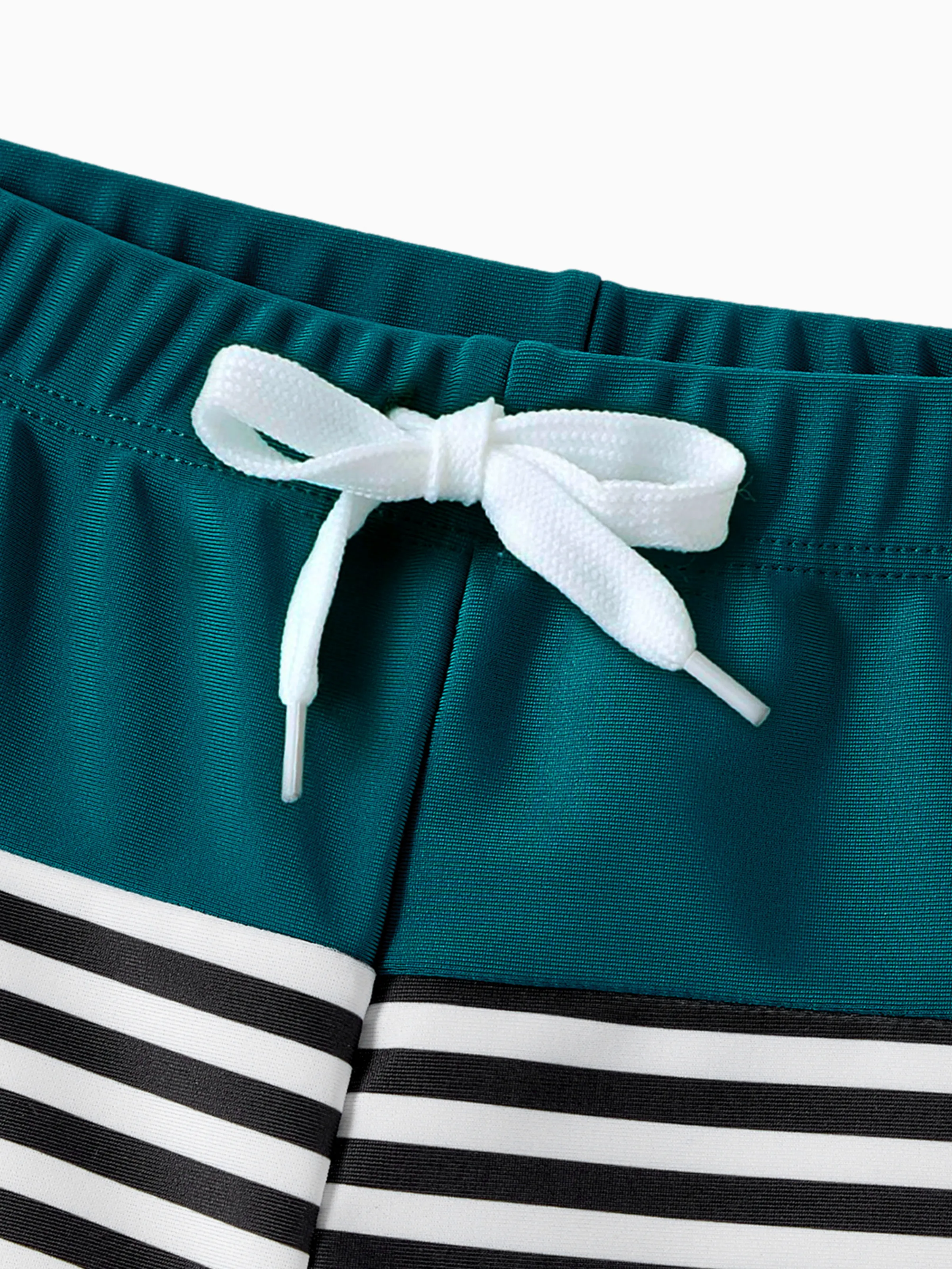 Daddy & Son Colorblock Striped Spliced Swim Trunks Shorts DeepTurquoise - Image 11