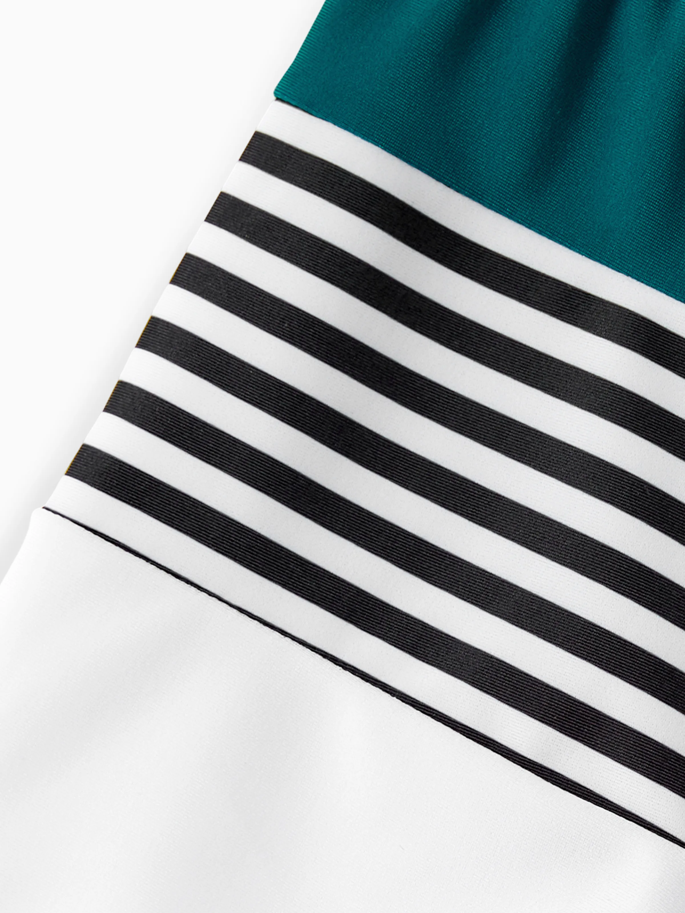 Daddy & Son Colorblock Striped Spliced Swim Trunks Shorts DeepTurquoise - Image 12