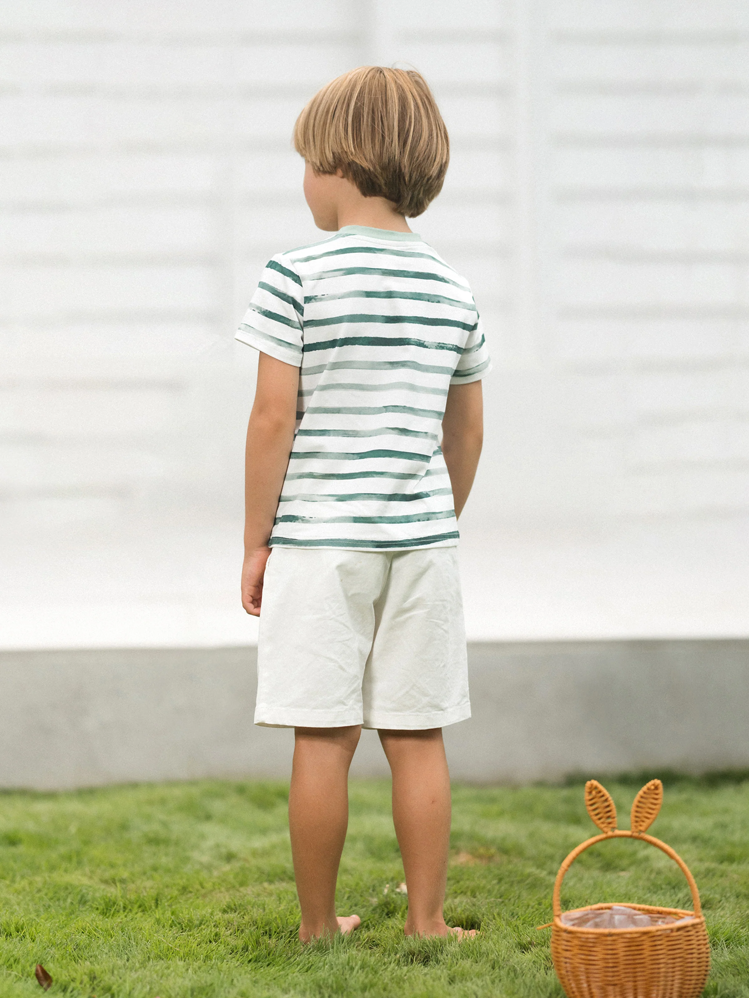 Family Matching Cotton Outfits Set Green Striped T-Shirt and Dress Set for Dad, Mom, Kids & Baby, Perfect for Summer Family Outings & Photos Green - Image 22