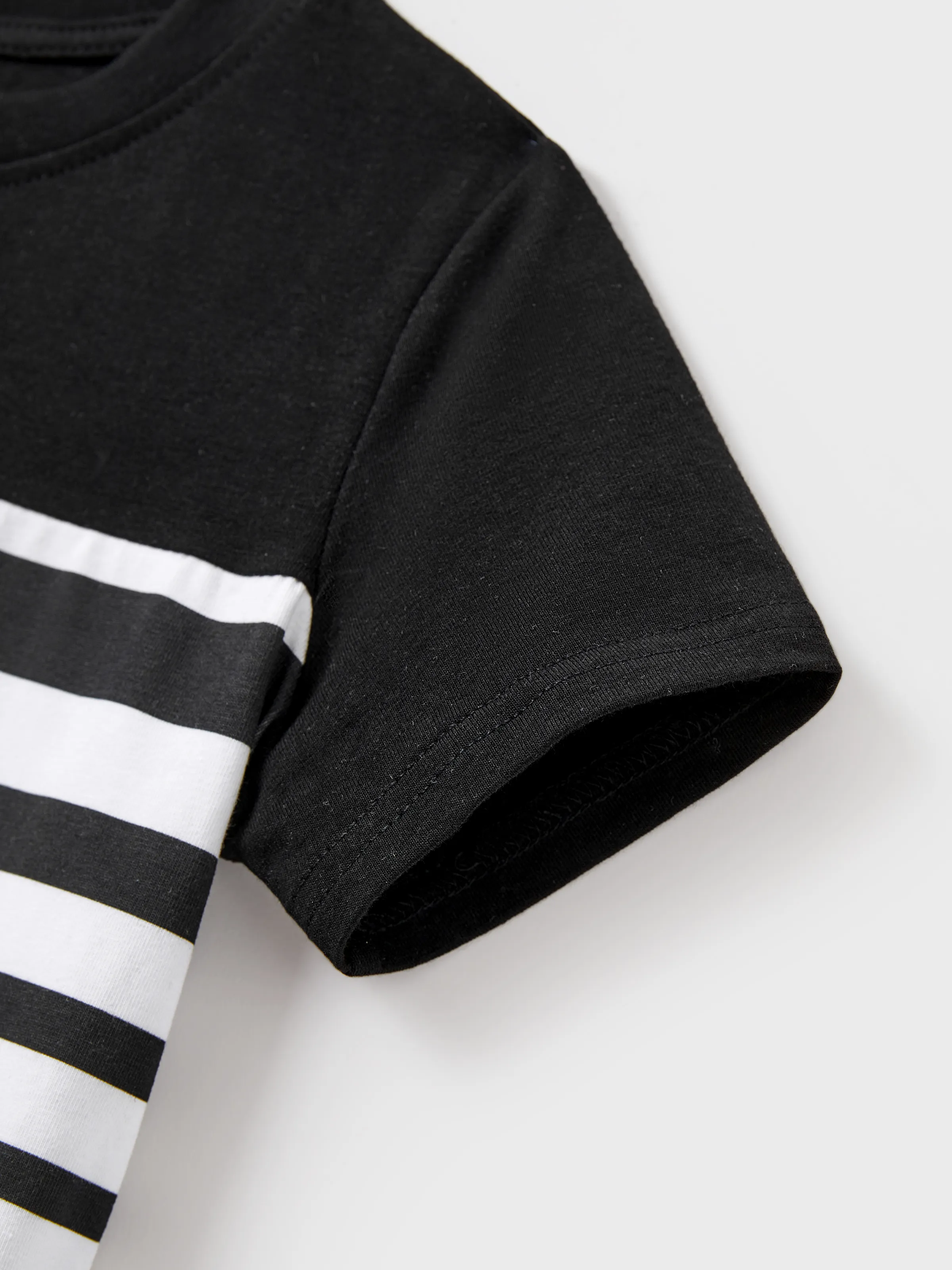 Daddy & Son Cotton Set Black and White Stripe T-shirt Black+White - Image 11