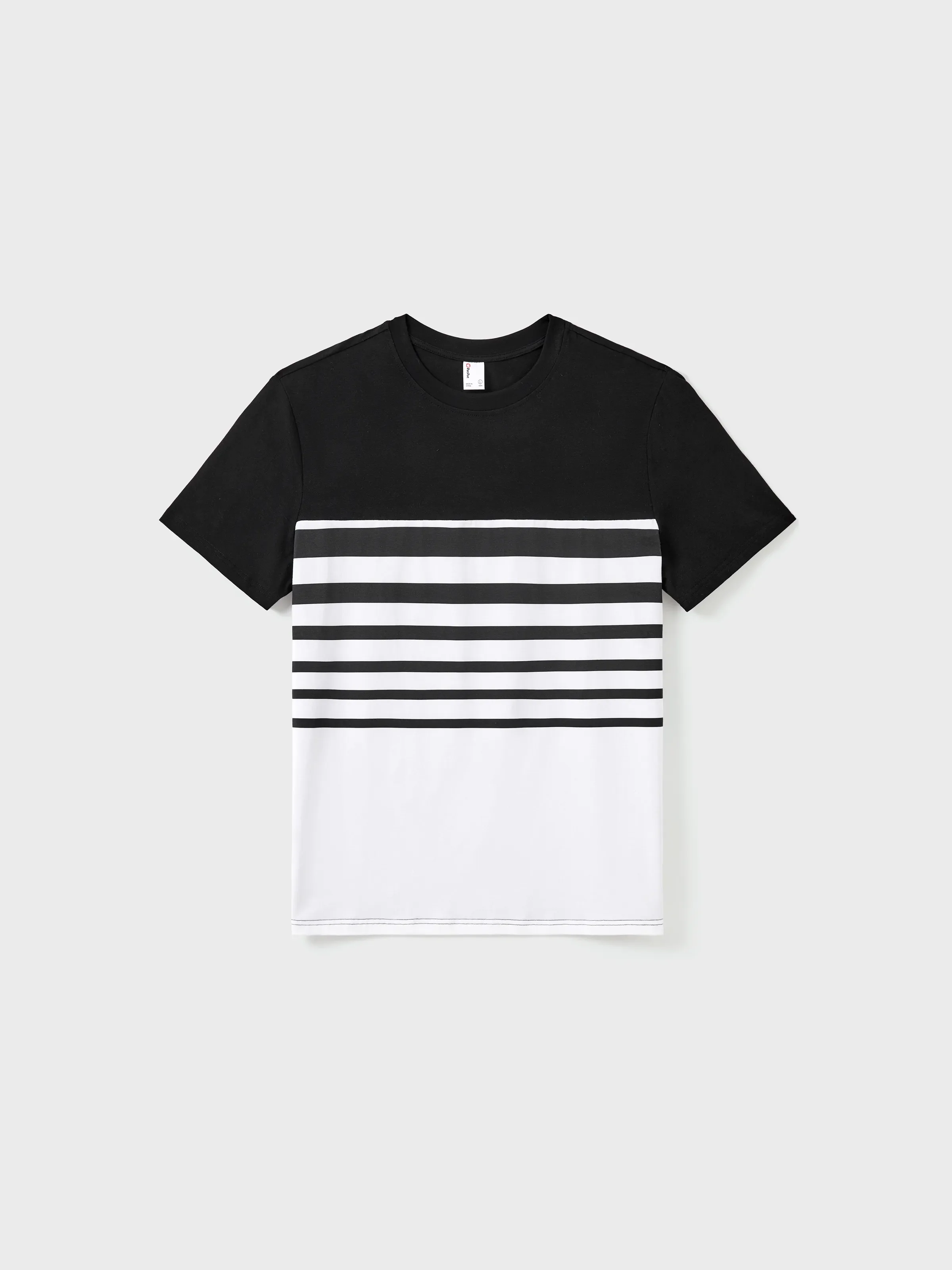 Daddy & Son Cotton Set Black and White Stripe T-shirt Black+White - Image 3