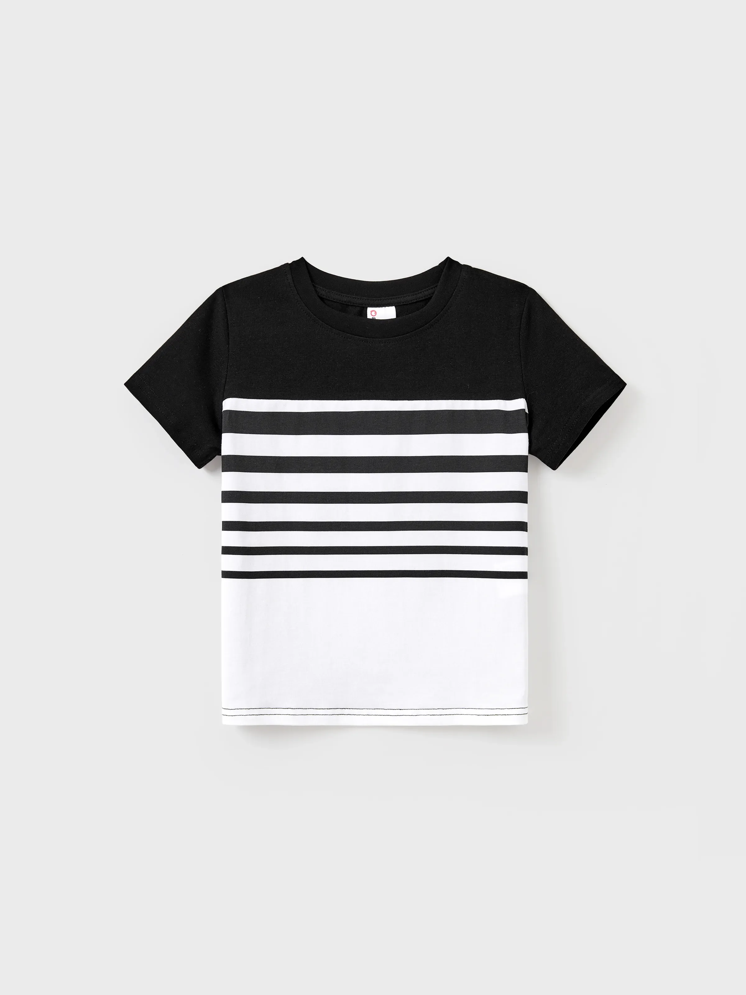 Daddy & Son Cotton Set Black and White Stripe T-shirt Black+White - Image 8