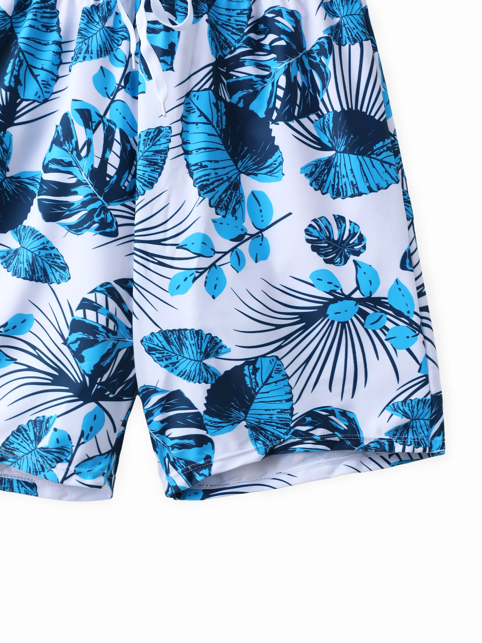 Daddy & Son Drawstring Swim Trunks or Cut Out Lace UP Back One-Piece Swimsuit BLUEWHITE - Image 5