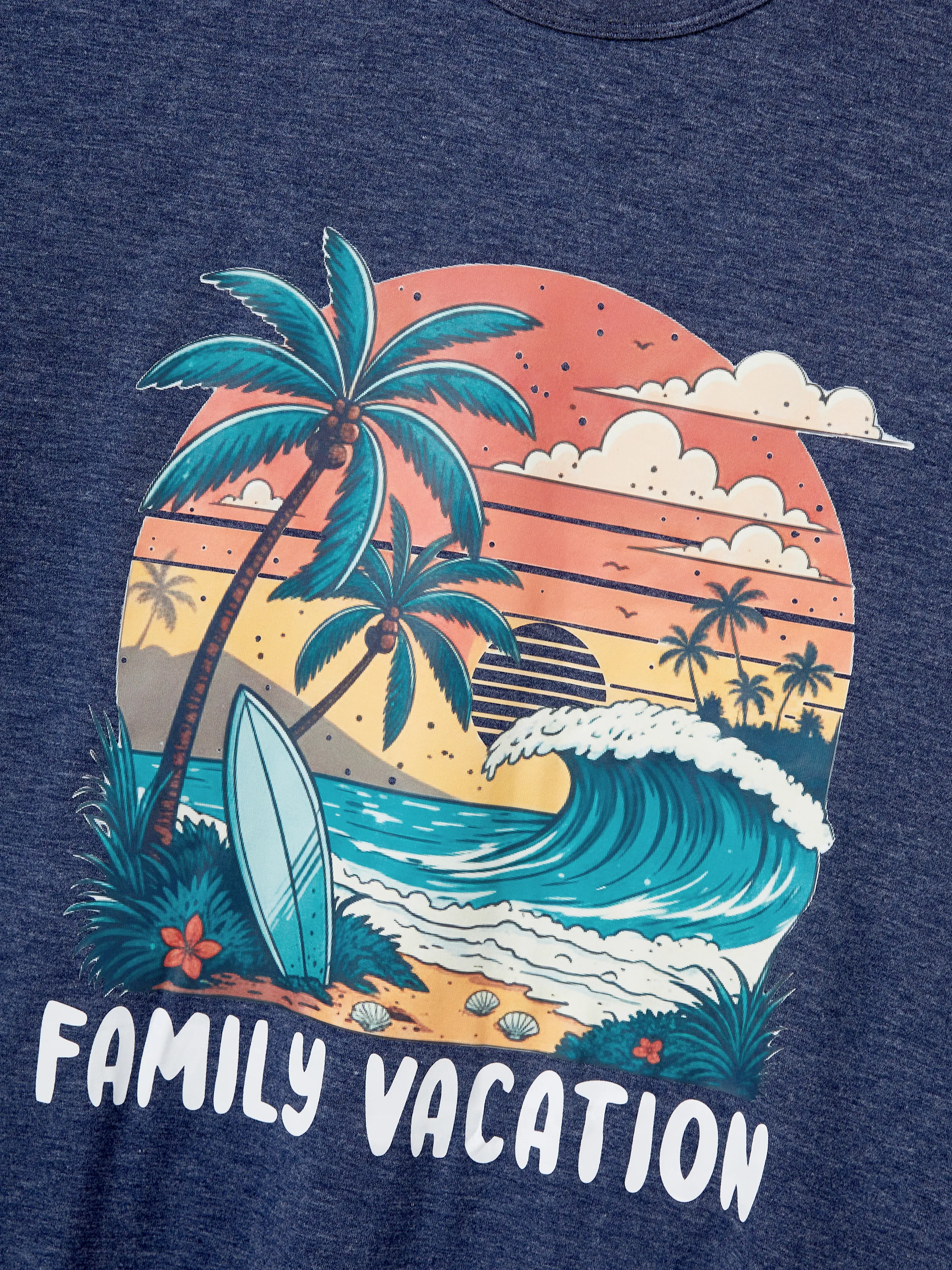 Daddy & Son "Family Vacation" Graphic Cotton Tees Tropical Surf Print T-Shirt Multi-color - Image 6