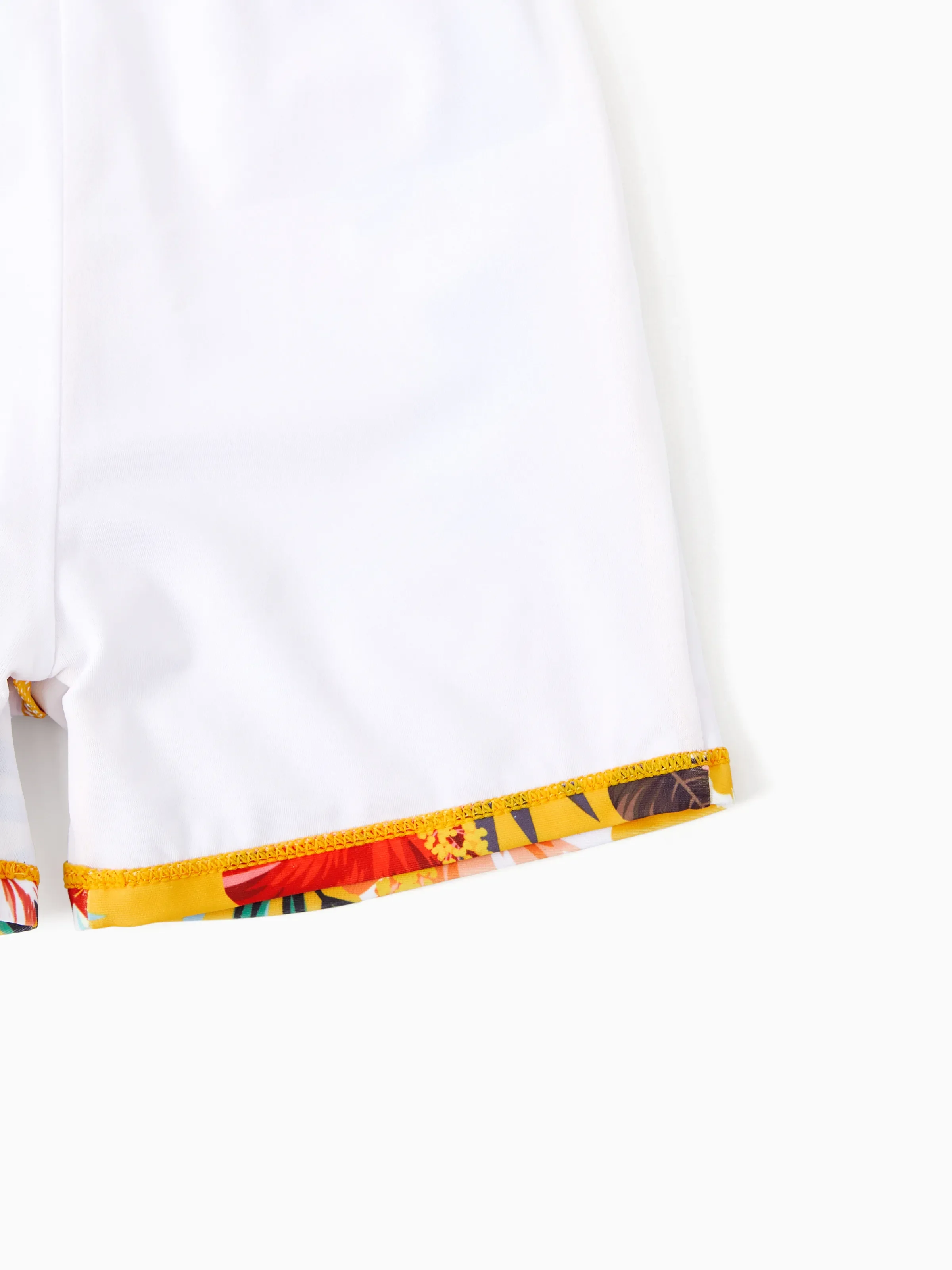 Daddy & Son Floral Drawstring Swim Trunks with Triangle Swim Bottom Yellow - Image 12