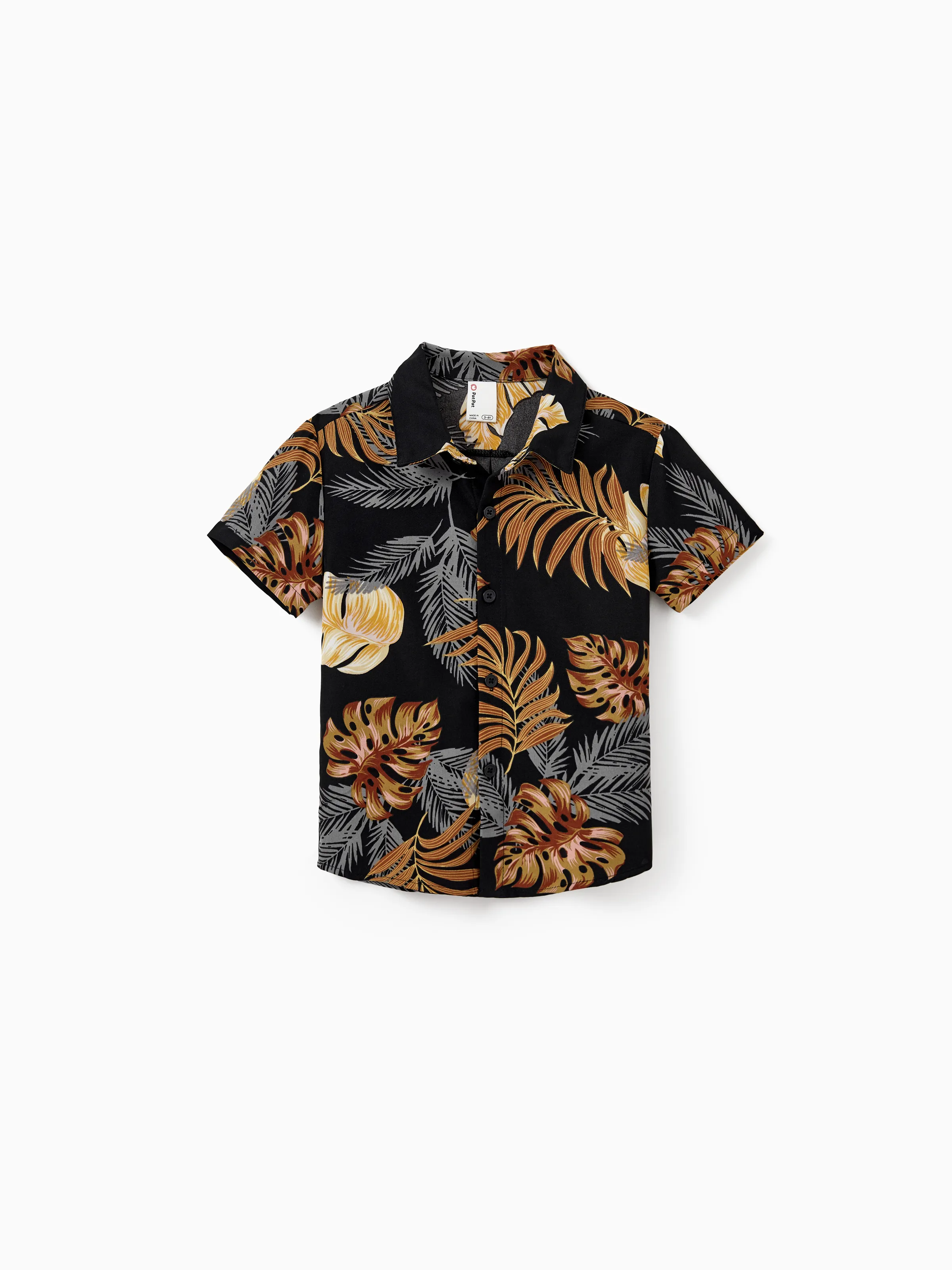 Daddy & Son Floral Print Beach Wear Short-sleeve Shirt Set for Summer Vacation Family Looks Black+White - Image 13