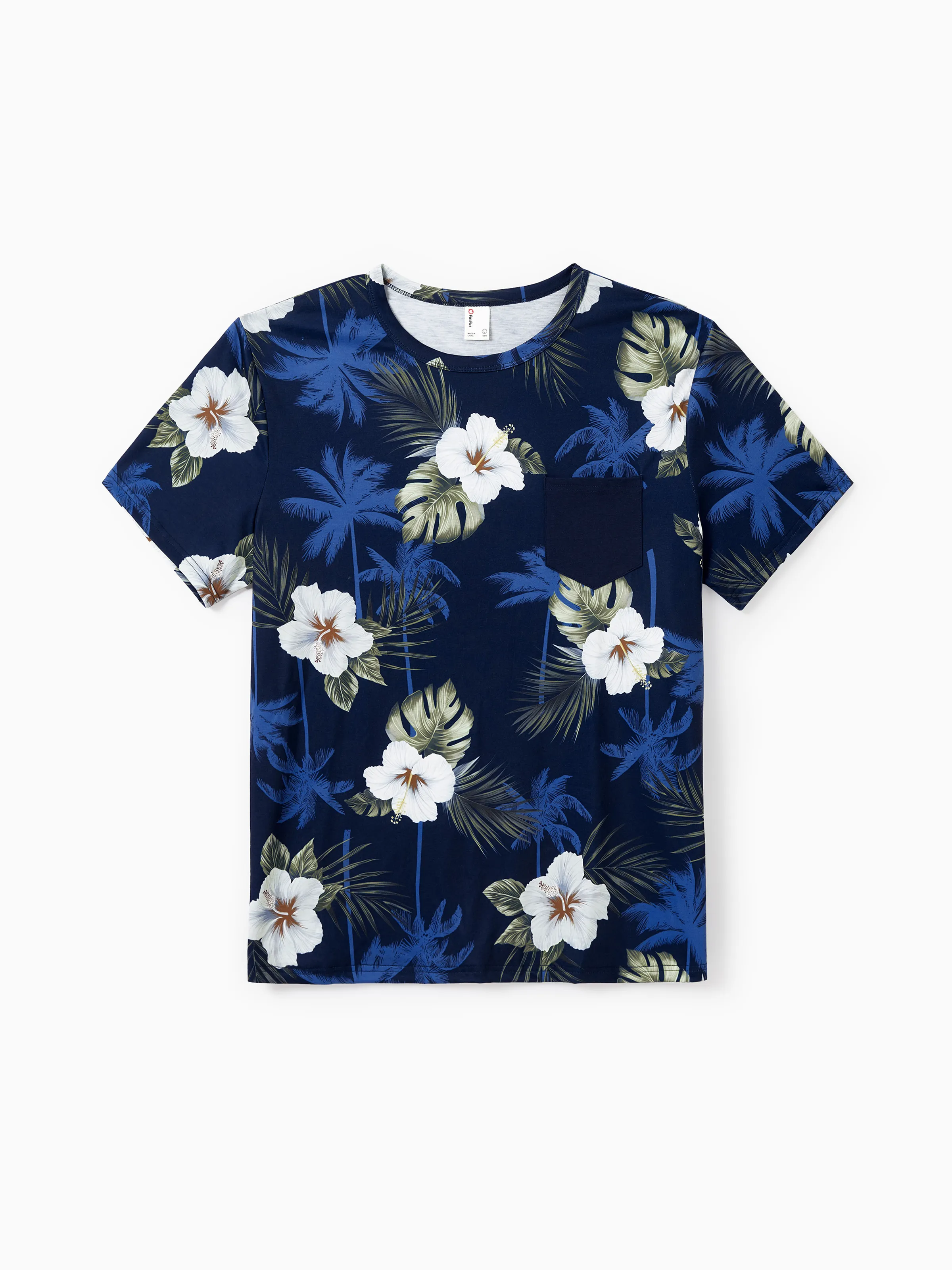 Daddy & Son Floral Print Cotton Top Short-sleeve Shirt Deep Blue - Image 3