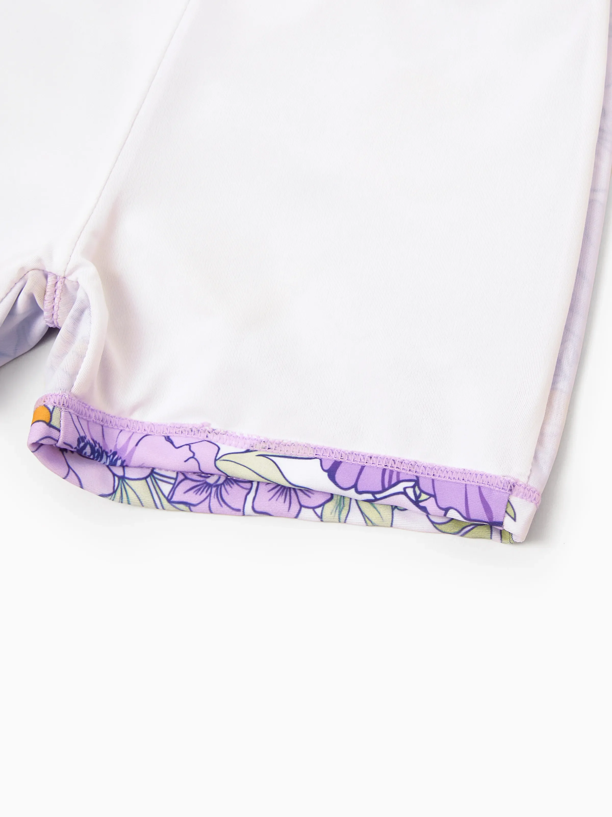 Daddy & Son Floral Print Swimsuits Ruffled One-Piece Bathing Suit & Swim Trunks Set Purple - Image 17
