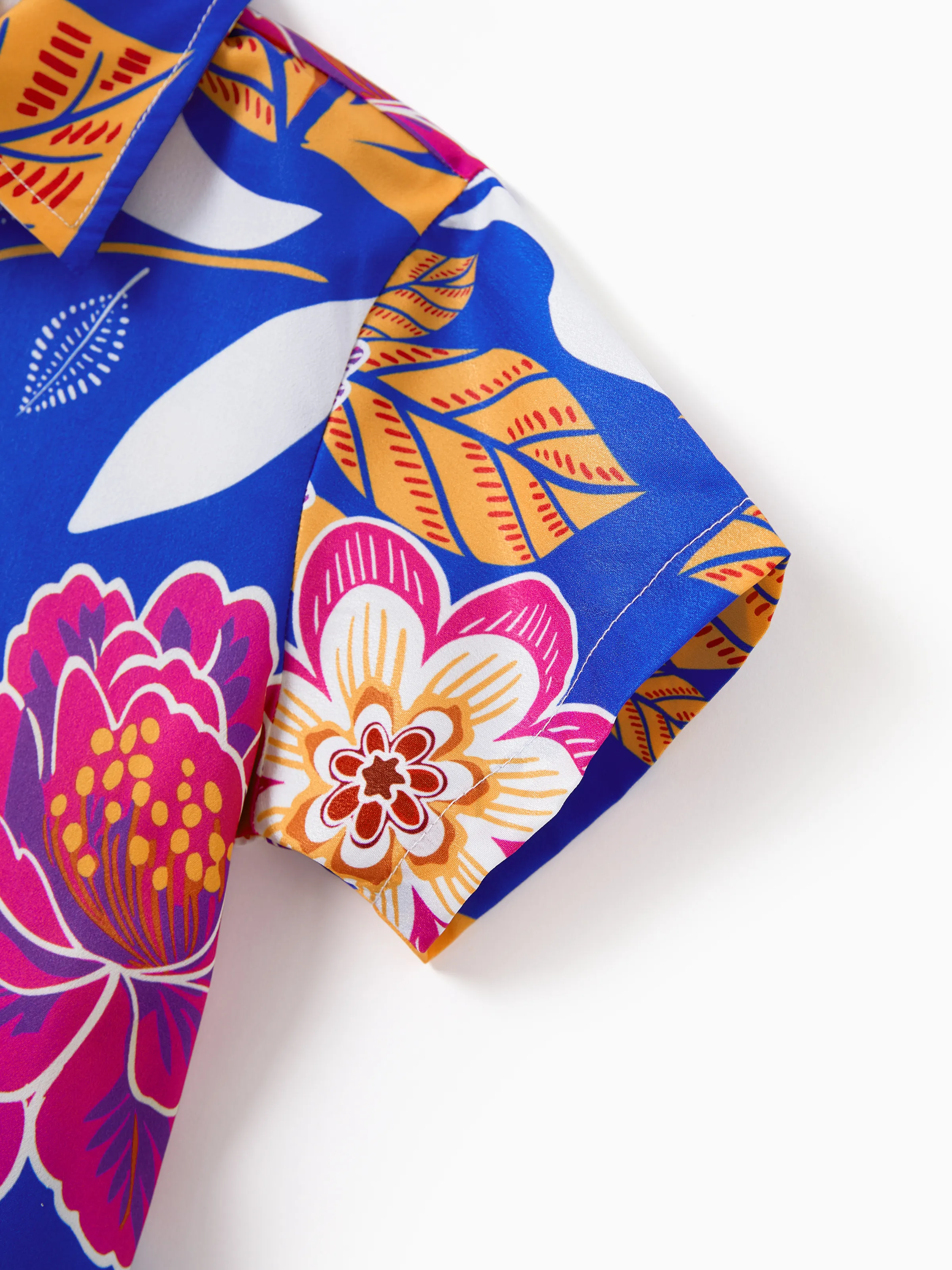 Daddy & Son Hawaiian Outfits Tropical Floral Print Vacation Clothes Short-sleeve Shirts Summer Beachwear Set Navy - Image 11