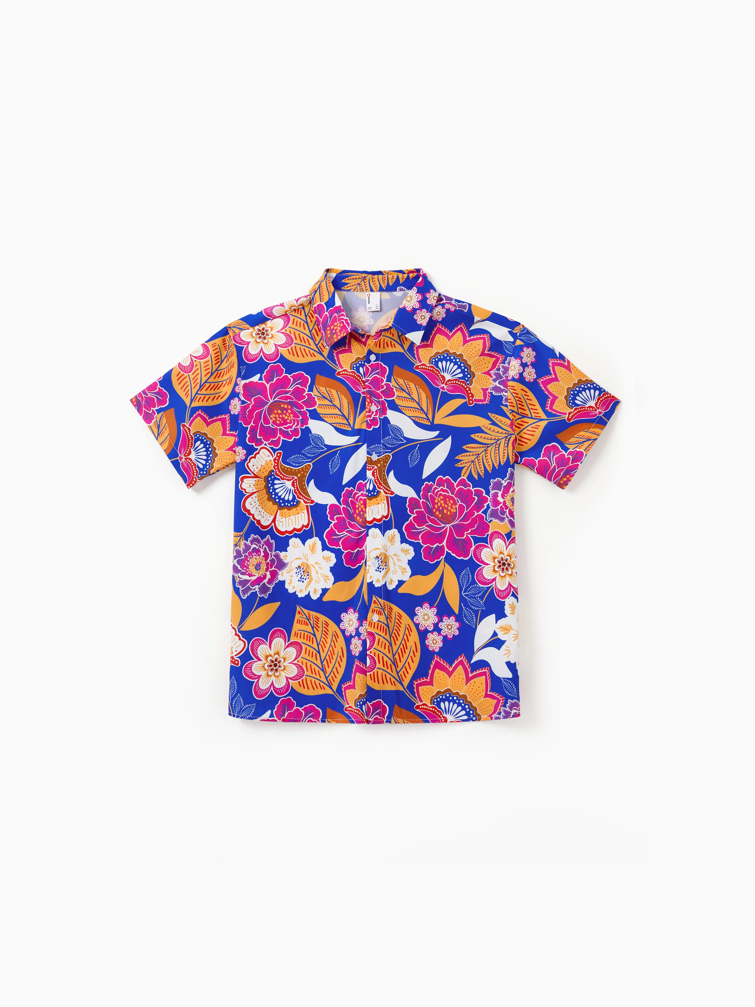 Daddy & Son Hawaiian Outfits Tropical Floral Print Vacation Clothes Short-sleeve Shirts Summer Beachwear Set Navy - Image 3