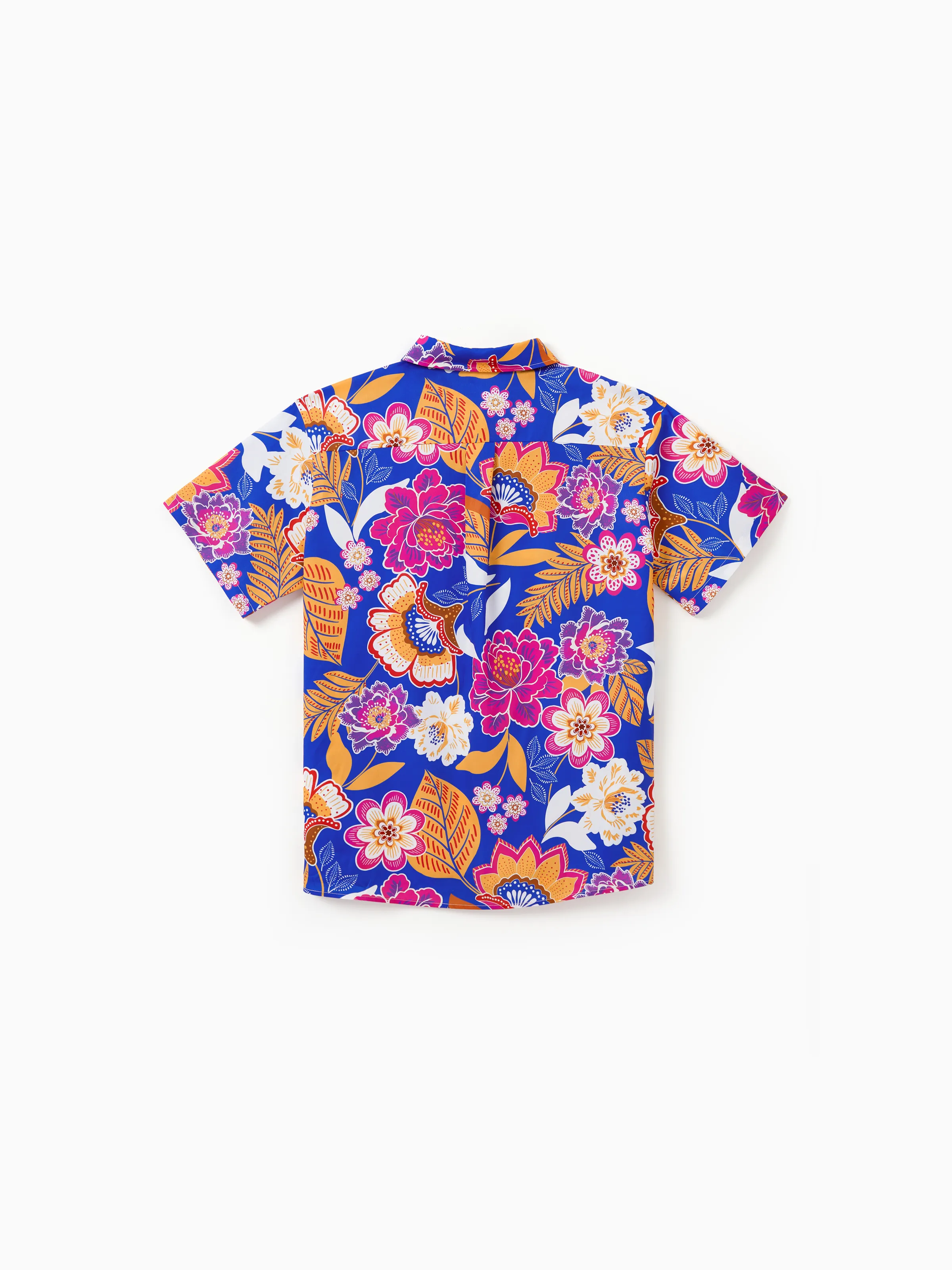 Daddy & Son Hawaiian Outfits Tropical Floral Print Vacation Clothes Short-sleeve Shirts Summer Beachwear Set Navy - Image 4