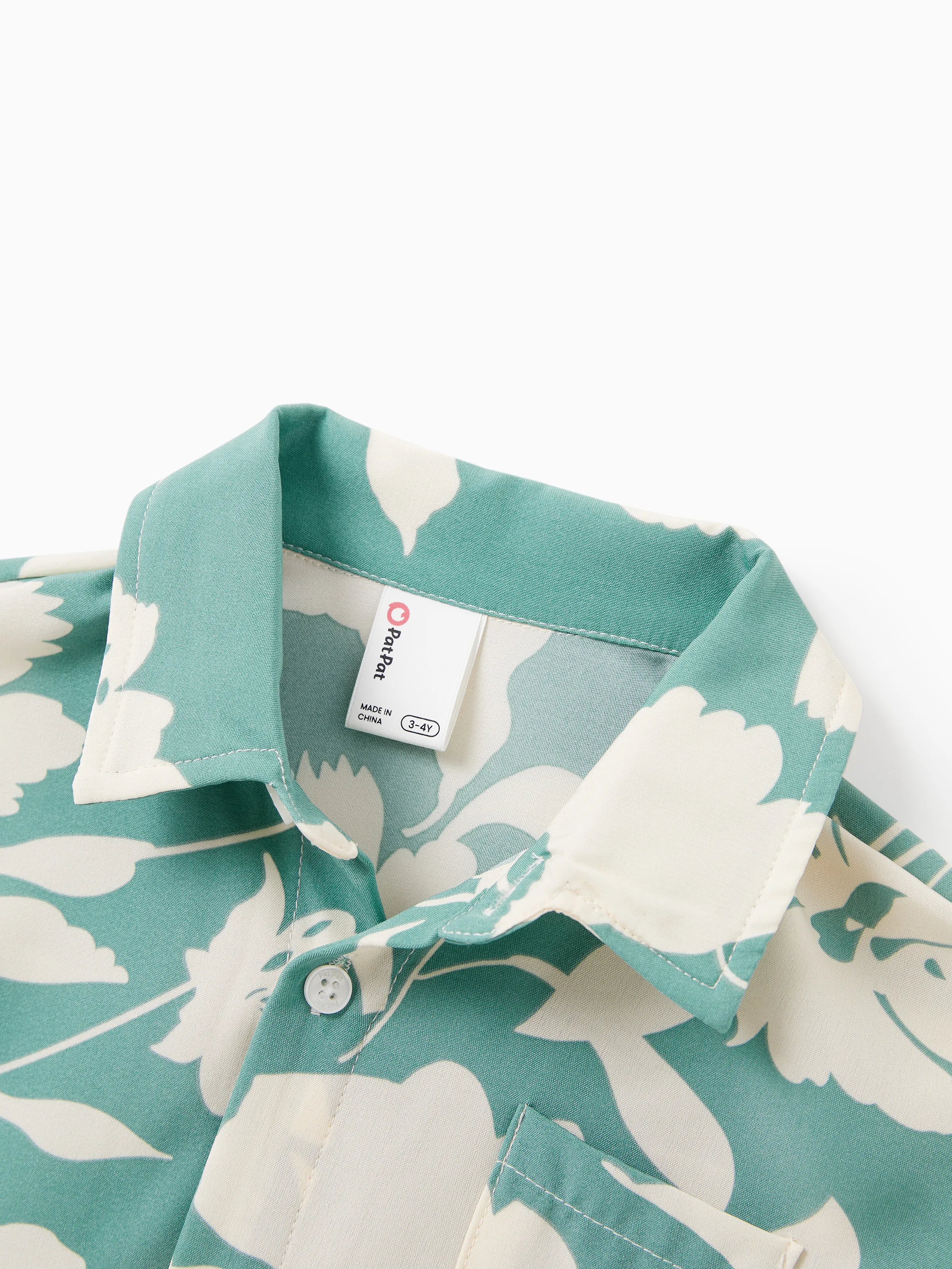 Daddy & Son Leaf Print Green Short-sleeve Shirt Set Green - Image 11