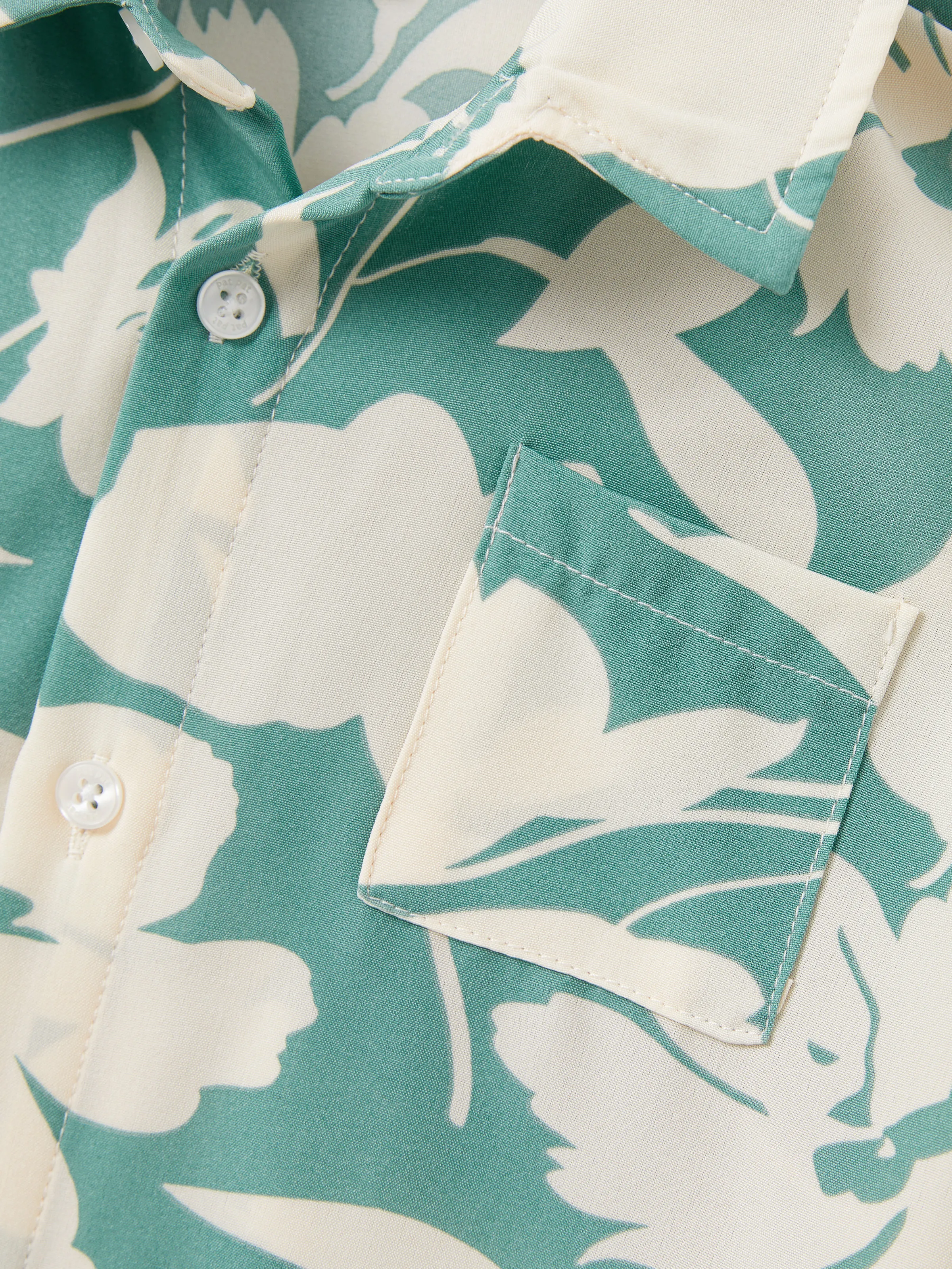 Daddy & Son Leaf Print Green Short-sleeve Shirt Set Green - Image 12