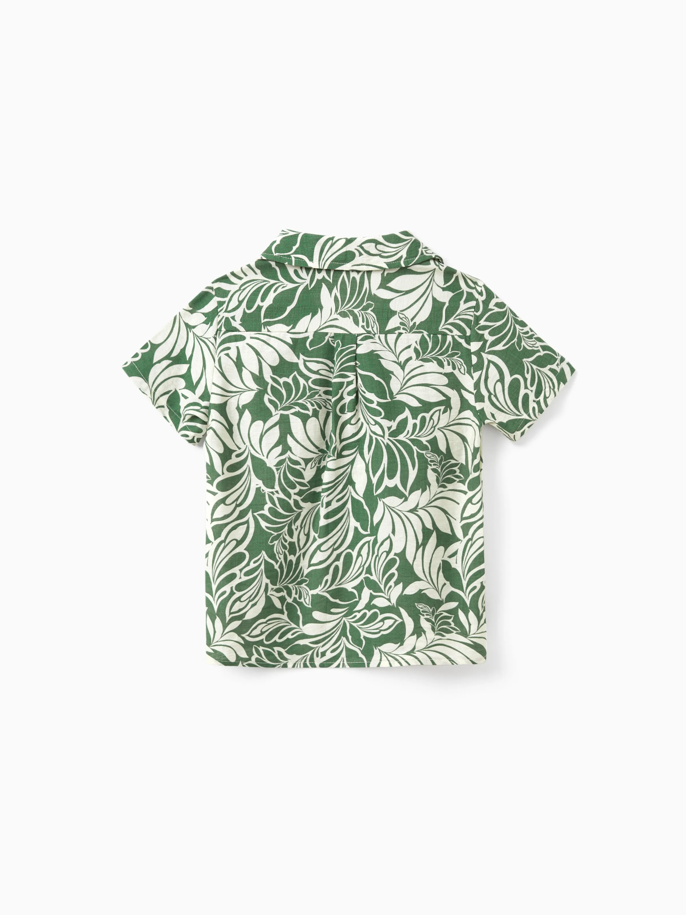 Daddy & Son Leaf Print Short-sleeve Shirt Set Green - Image 12
