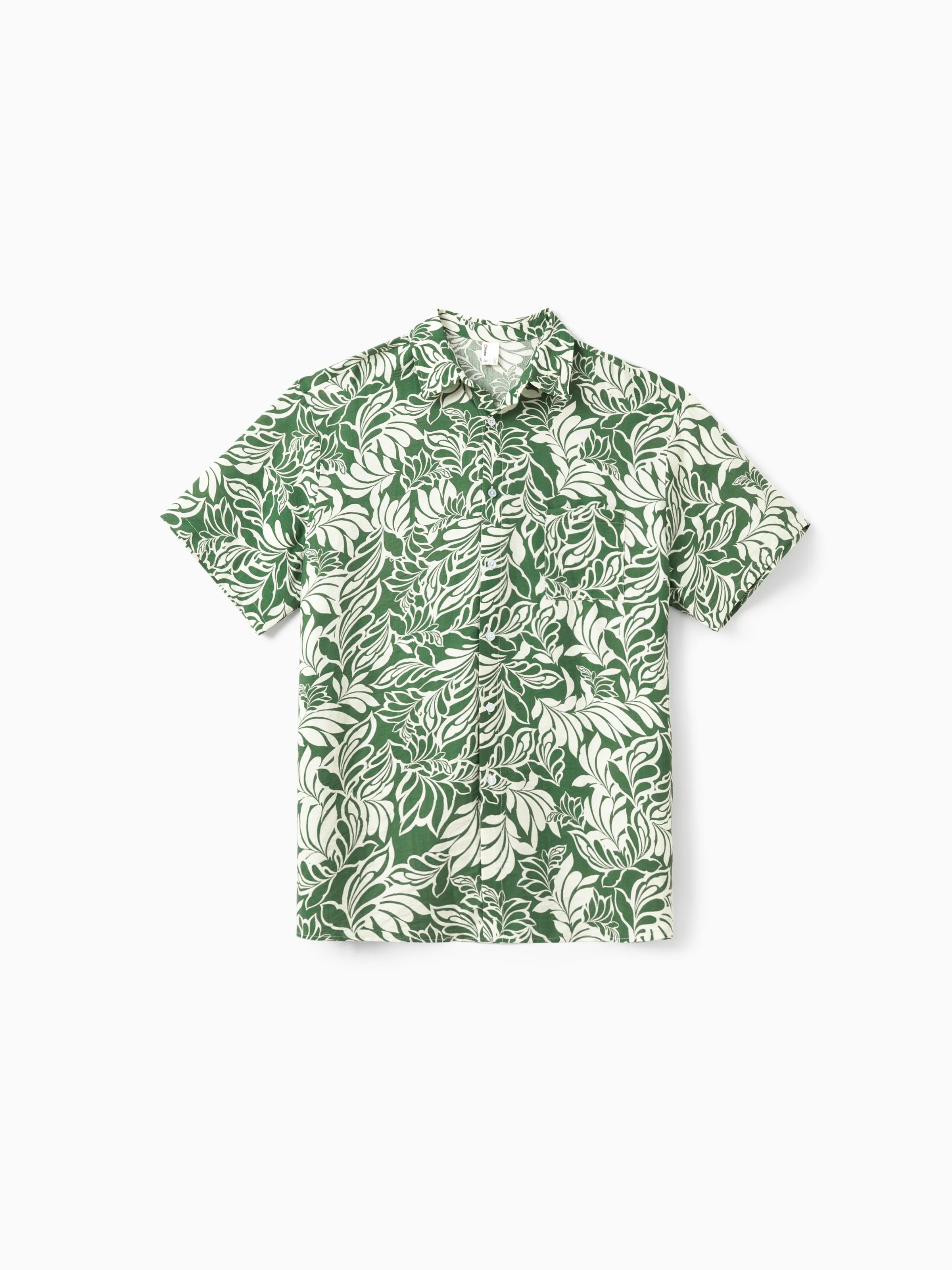 Daddy & Son Leaf Print Short-sleeve Shirt Set Green - Image 6