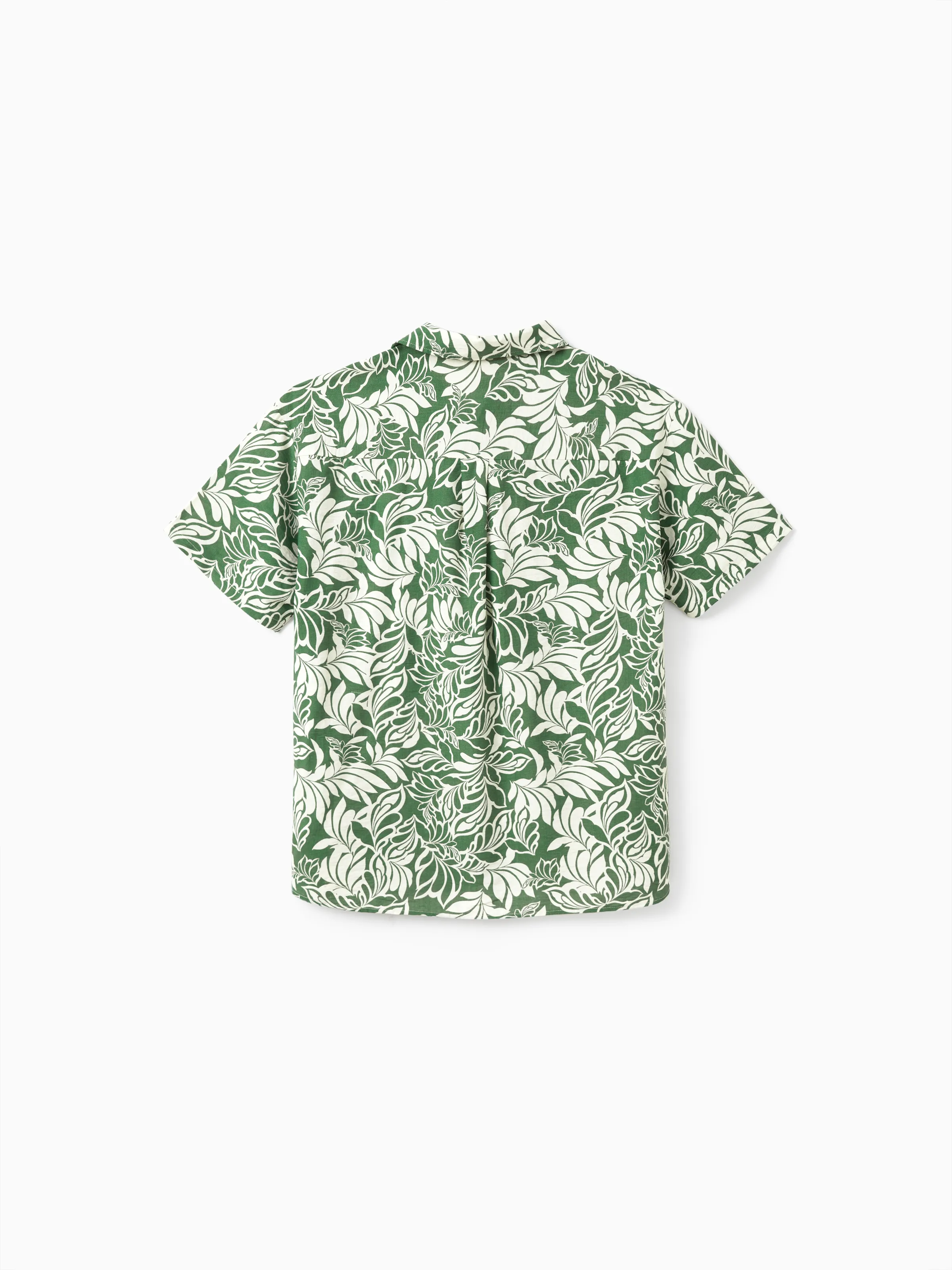 Daddy & Son Leaf Print Short-sleeve Shirt Set Green - Image 7