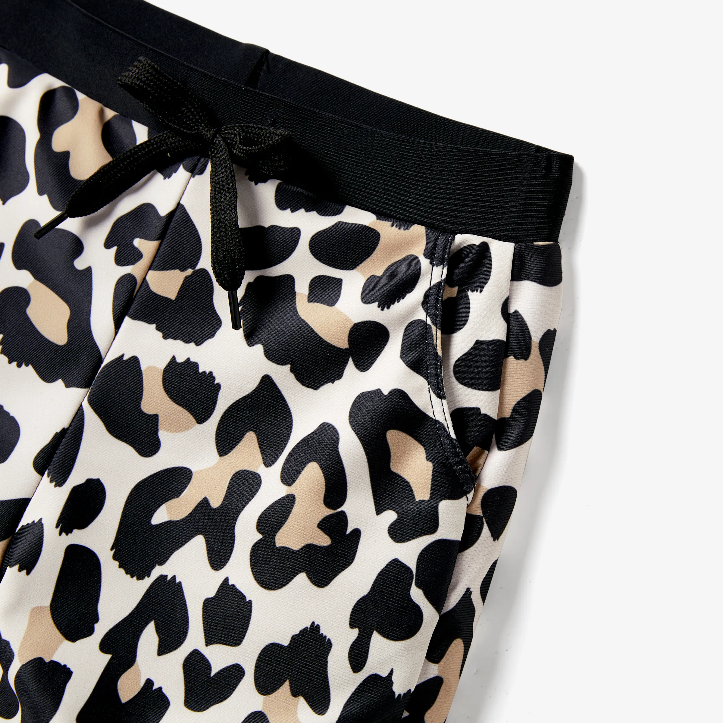 Daddy & Son Leopard Pattern Drawstring Swim Trunks Black - Image 10