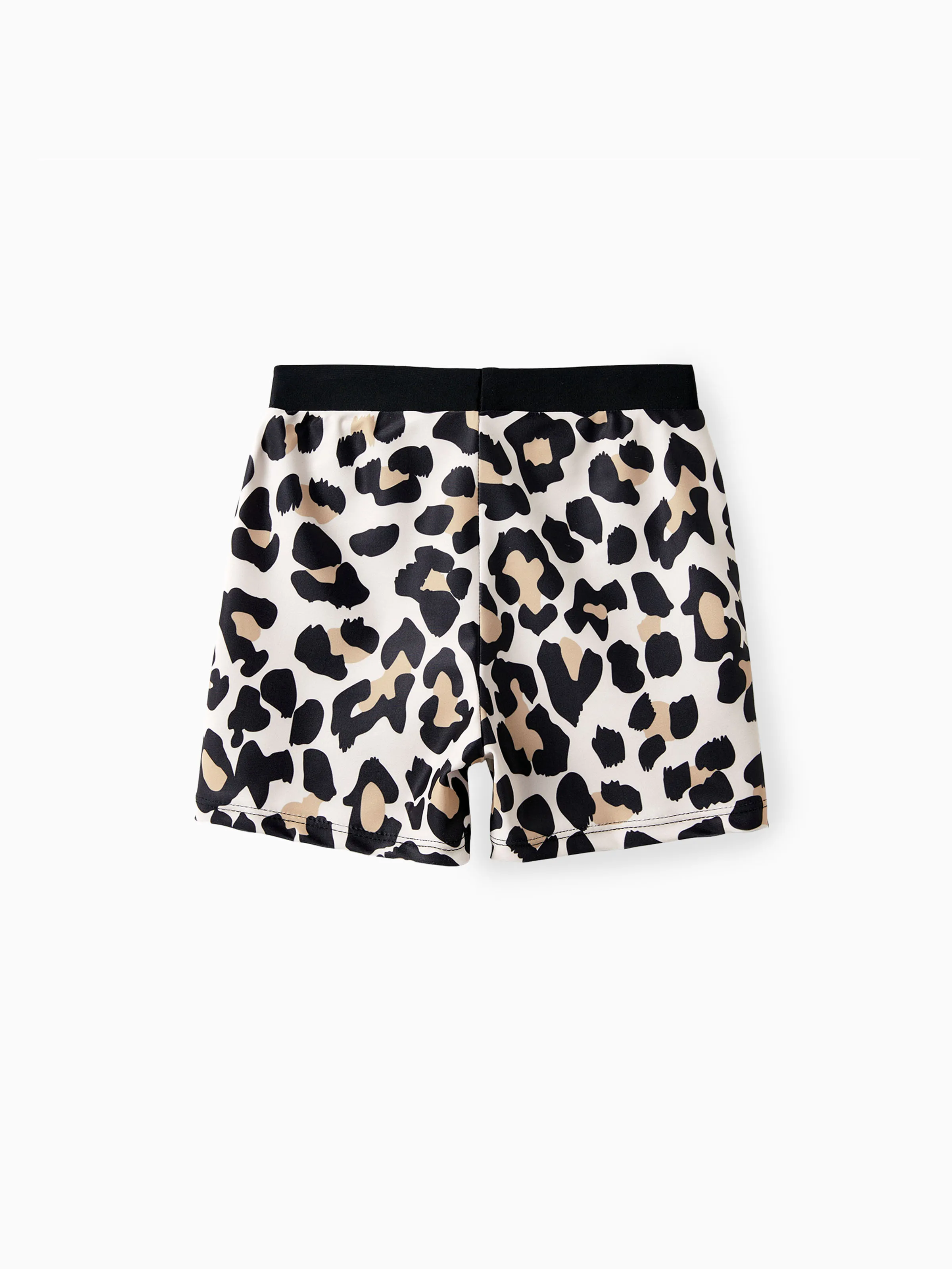 Daddy & Son Leopard Pattern Drawstring Swim Trunks Black - Image 9