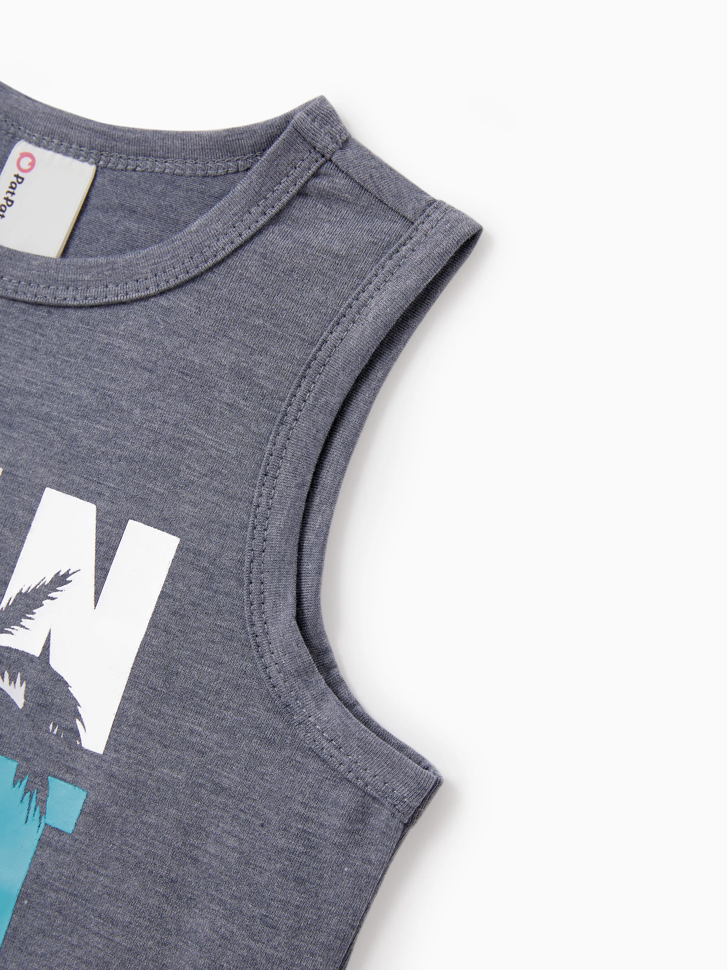 Daddy & Son Letter Print Sleeveless Tank Top Set Grey - Image 11