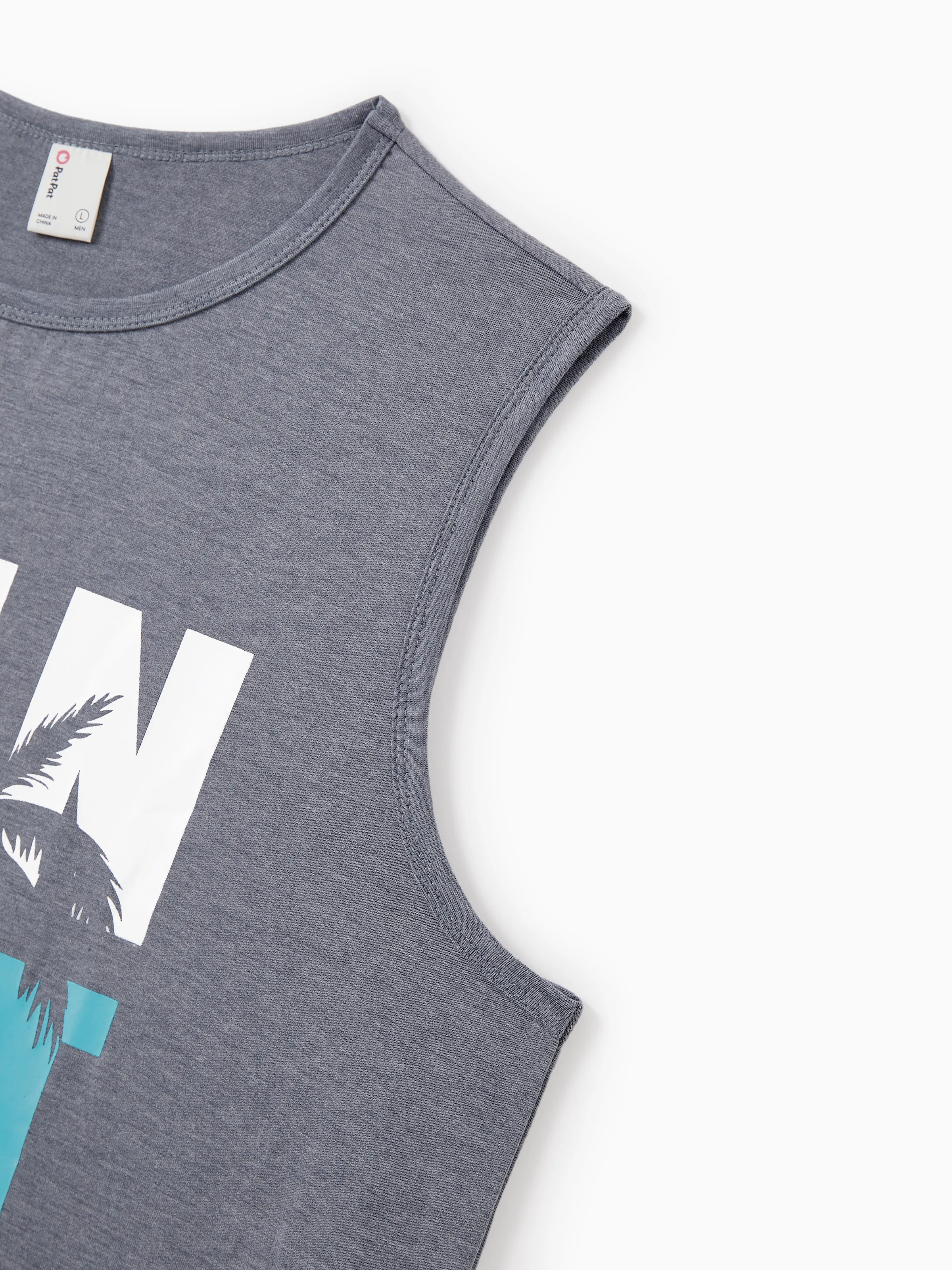 Daddy & Son Letter Print Sleeveless Tank Top Set Grey - Image 6