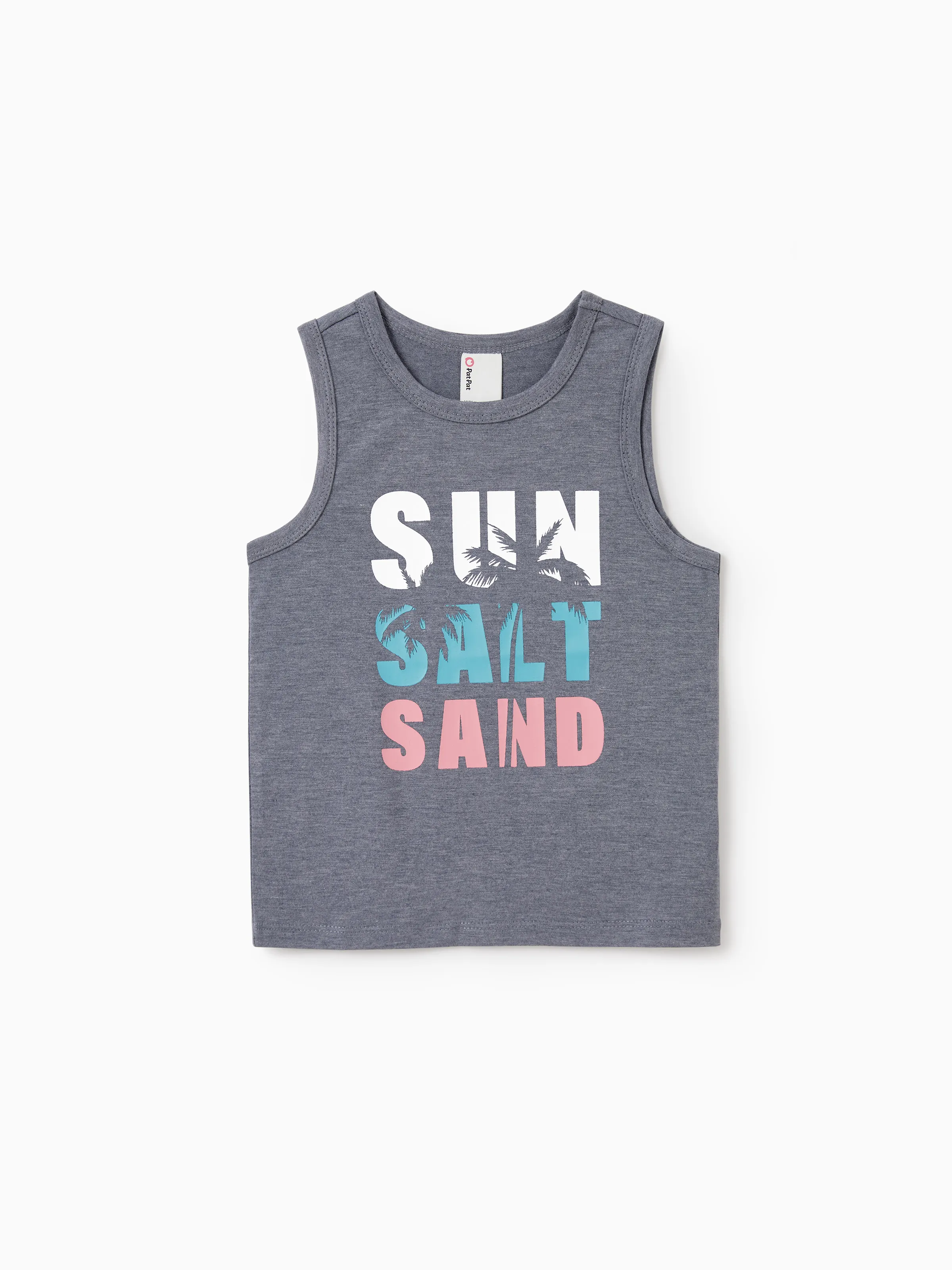 Daddy & Son Letter Print Sleeveless Tank Top Set Grey - Image 8