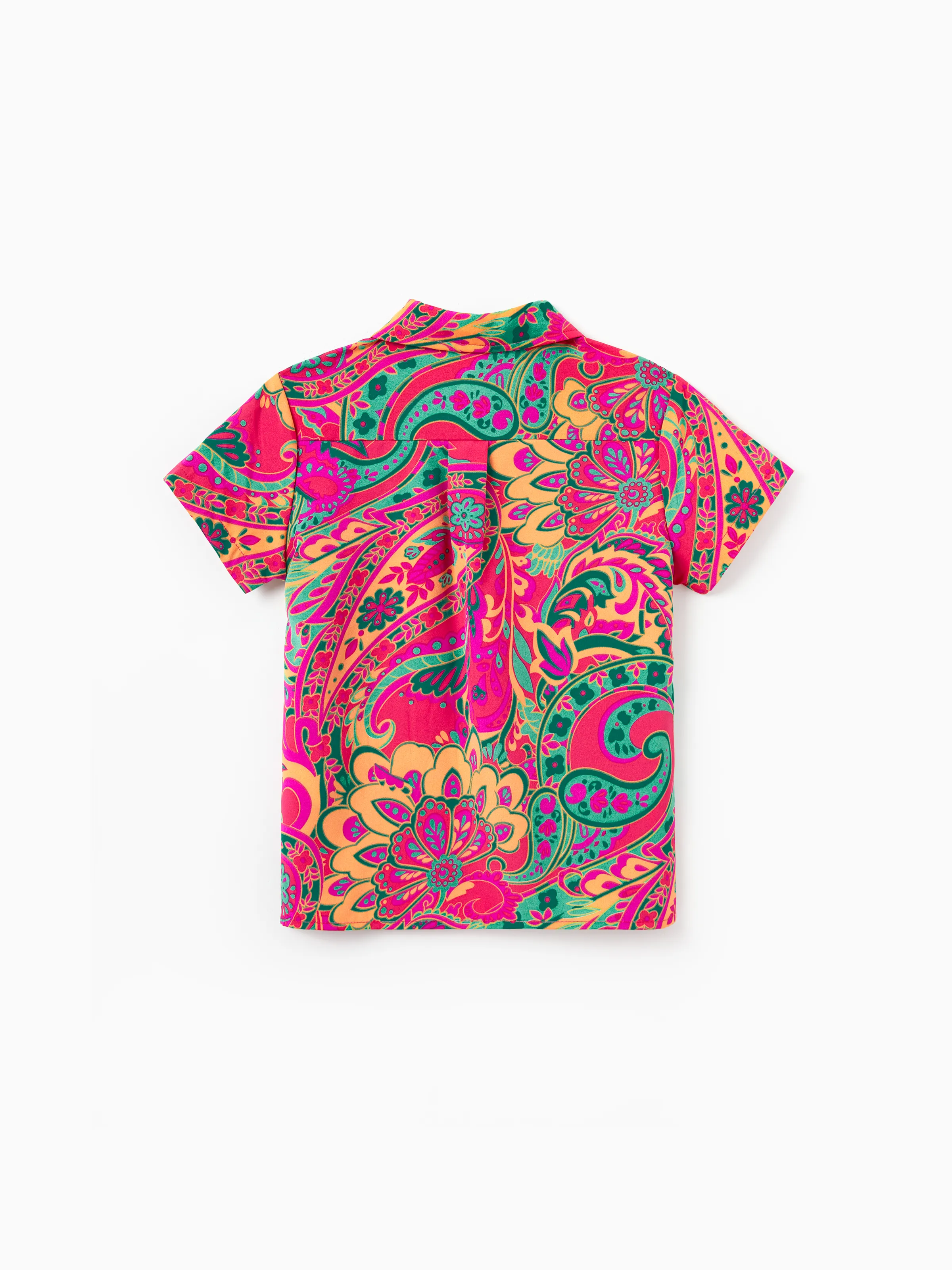 Daddy & Son Outfit Set Short-sleeve Collar Shirt for Summer Vacation Hot Pink - Image 8