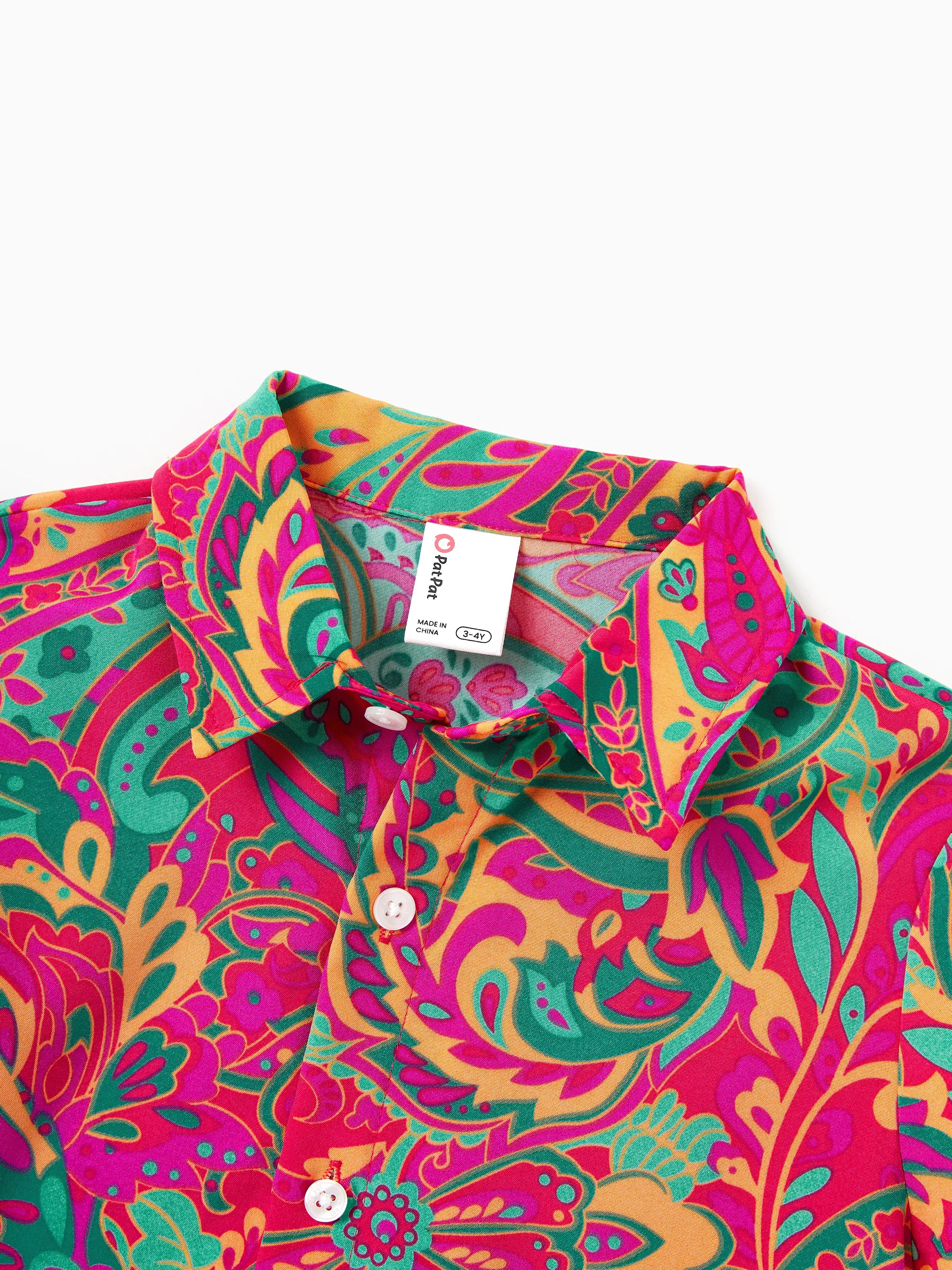 Daddy & Son Outfit Set Short-sleeve Collar Shirt for Summer Vacation Hot Pink - Image 9