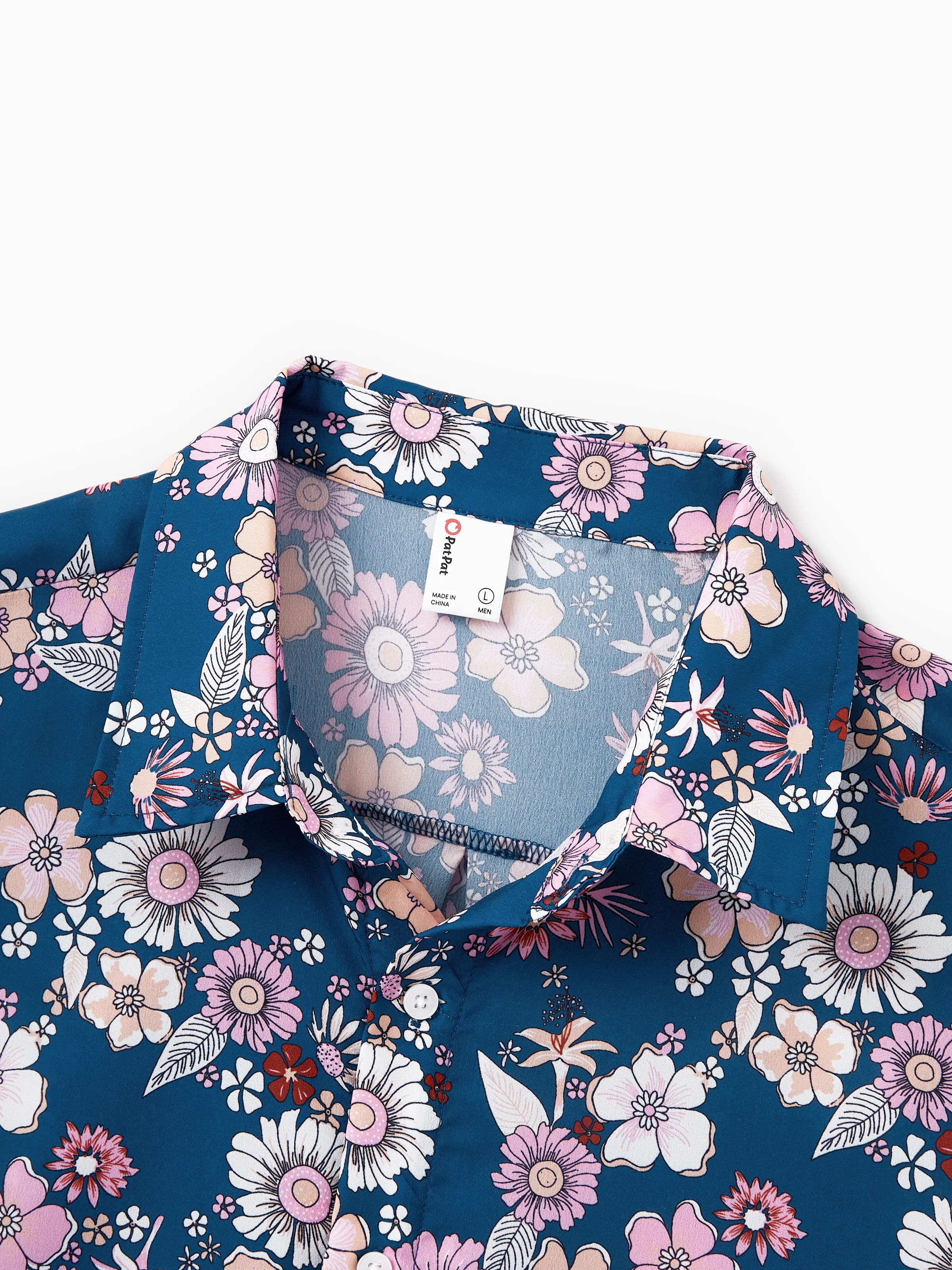 Daddy & Son outfits Floral Allover Print Short-sleeve Collar Shirt or Halter Sleeveless Dress for Summer Vacation CYAN- - Image 5