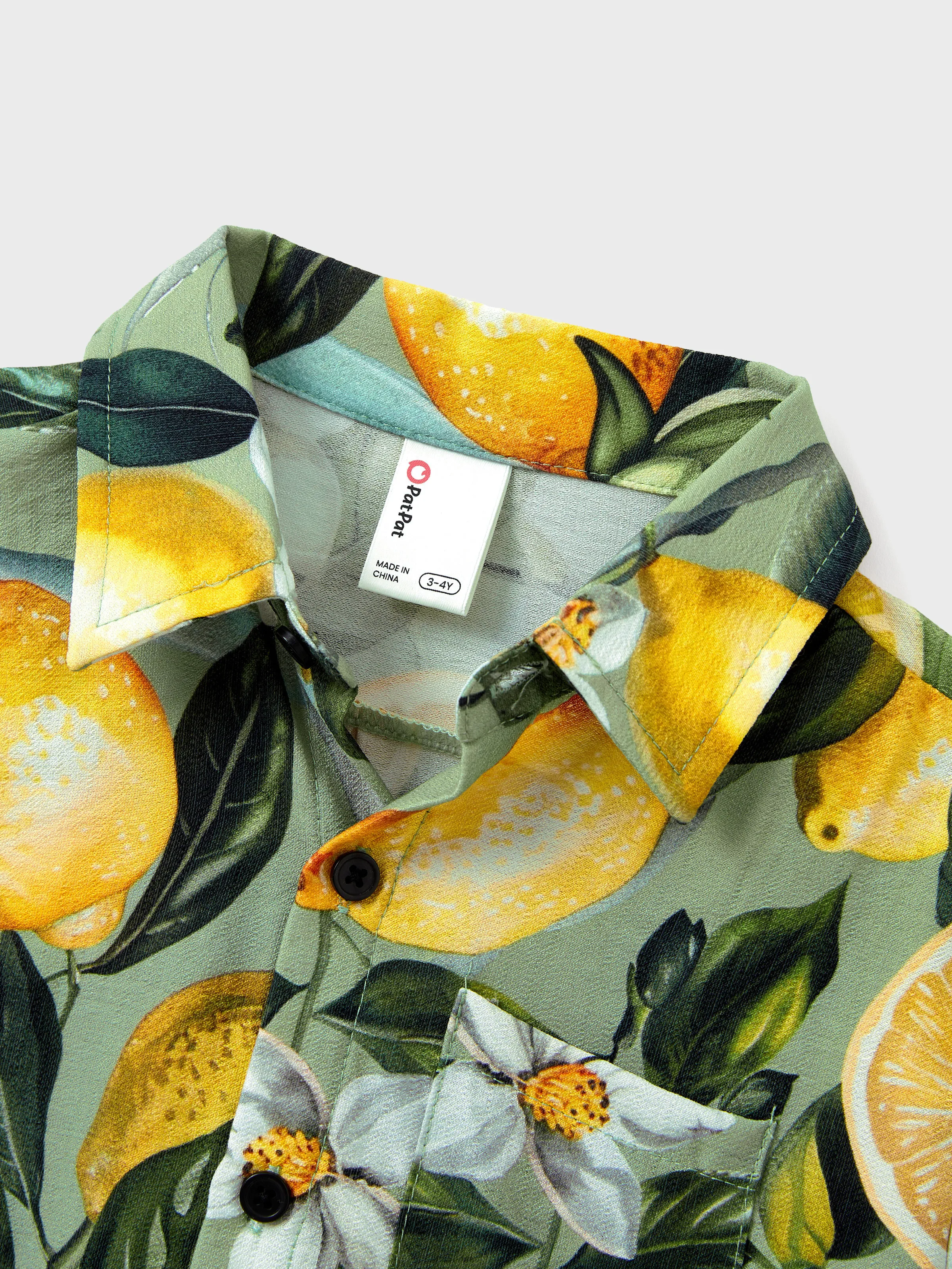 Daddy & Son Outfits – Lemon Print Hawaiian Shirts  – Tropical Vacation Clothes for Men & Kids Green - Image 15