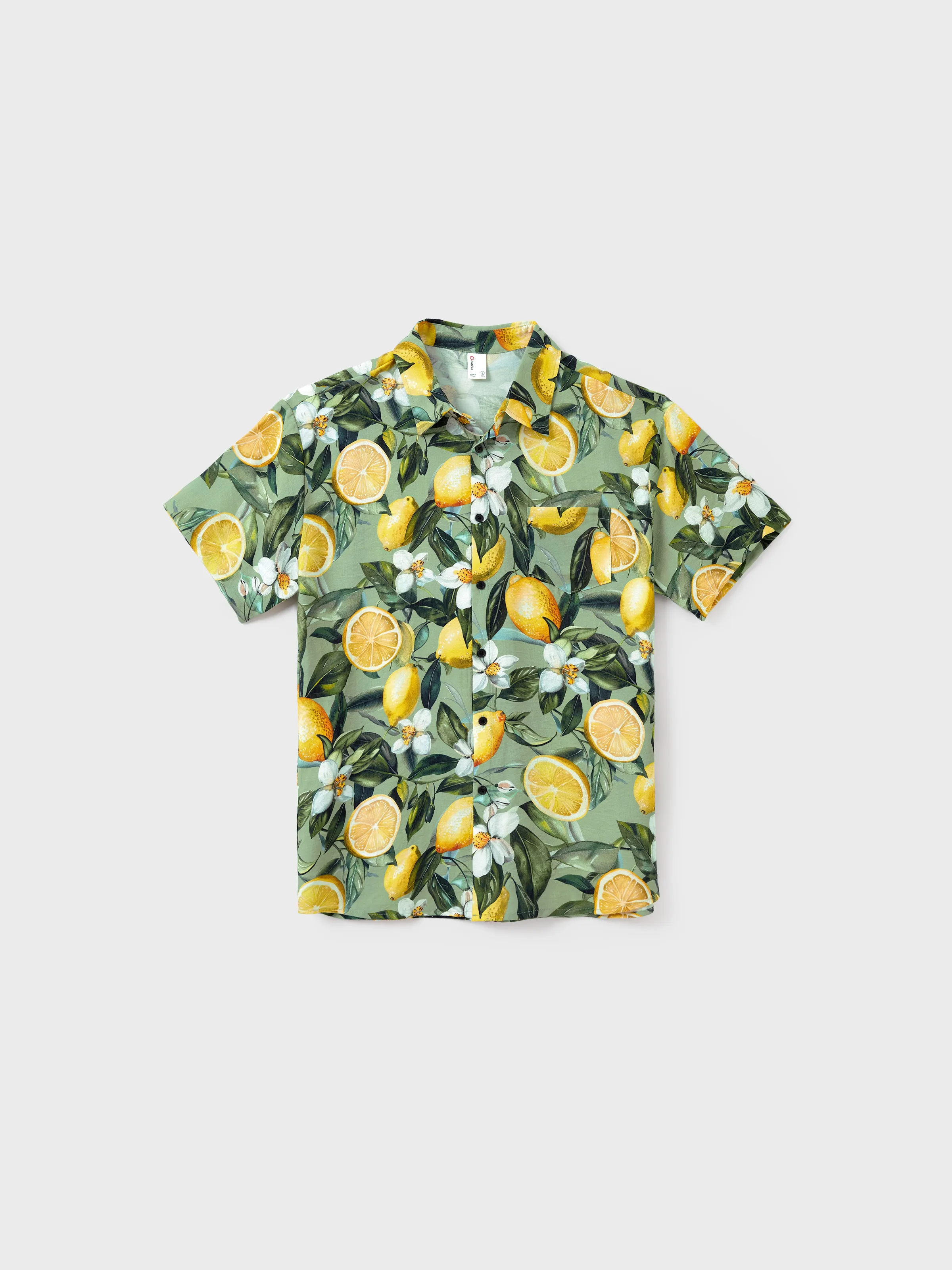 Daddy & Son Outfits – Lemon Print Hawaiian Shirts  – Tropical Vacation Clothes for Men & Kids Green - Image 6