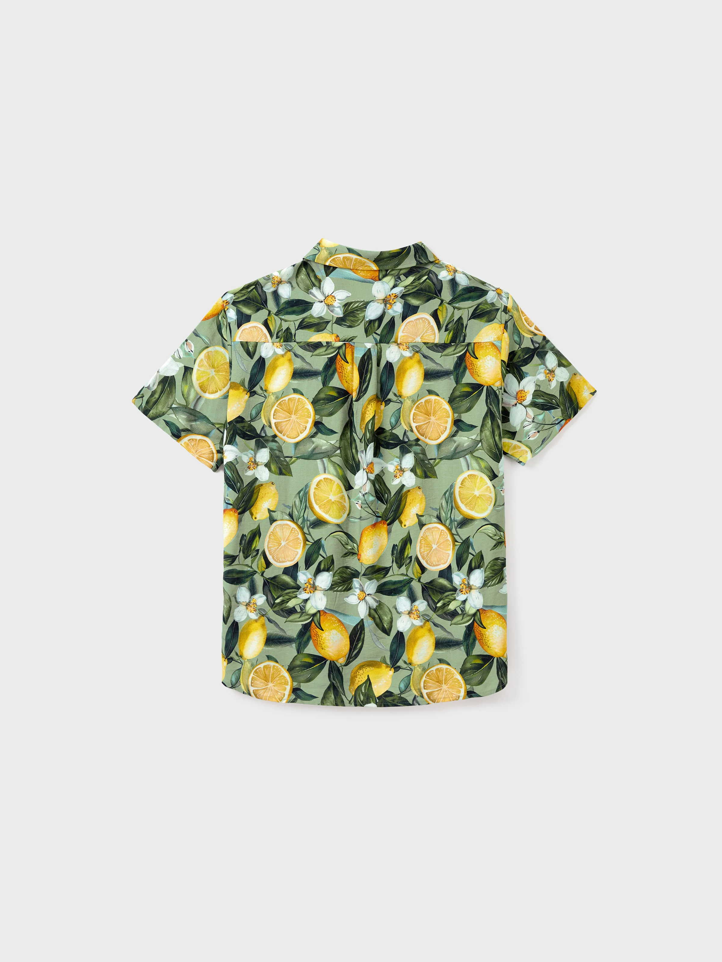 Daddy & Son Outfits – Lemon Print Hawaiian Shirts  – Tropical Vacation Clothes for Men & Kids Green - Image 7