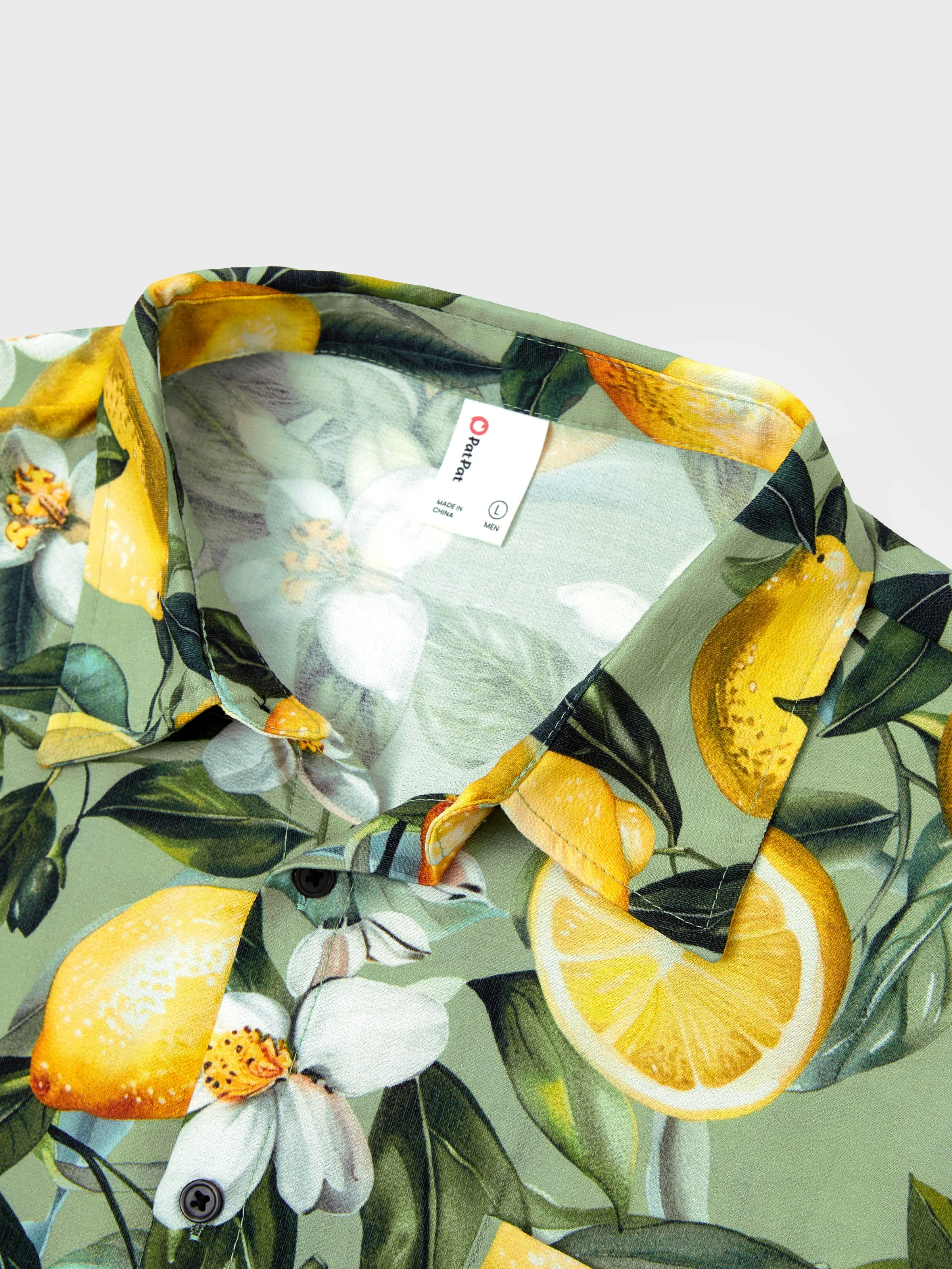 Daddy & Son Outfits – Lemon Print Hawaiian Shirts  – Tropical Vacation Clothes for Men & Kids Green - Image 8