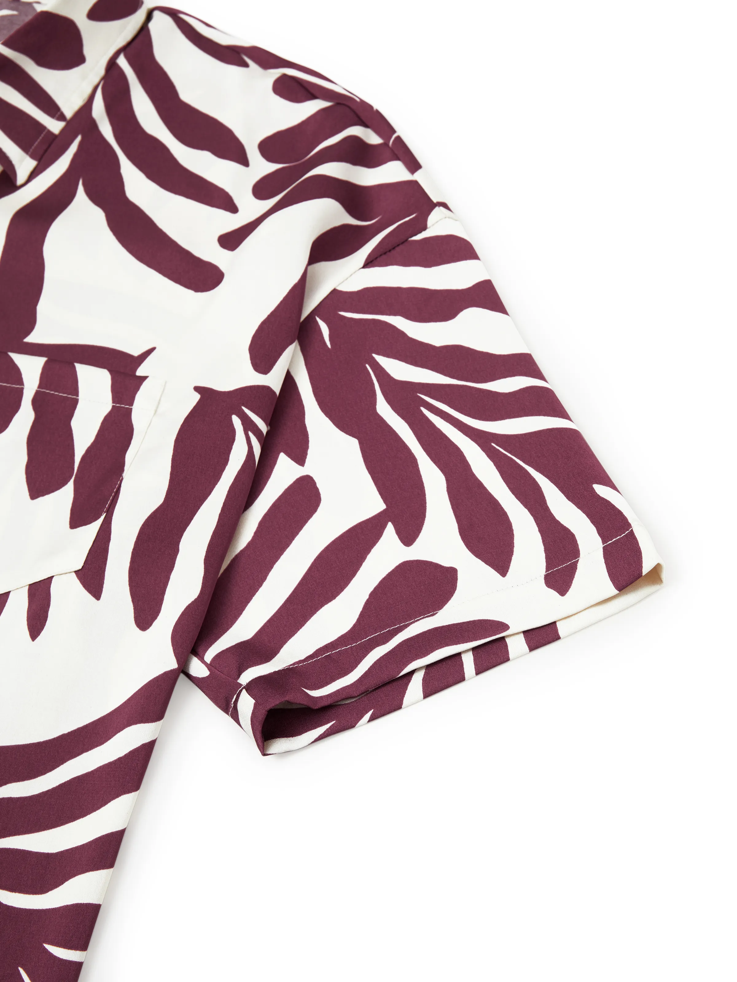 Daddy & Son Outfits Red Leaf Print Shirts for Hawaii/Cruise/Resort/Casual Wear White - Image 6