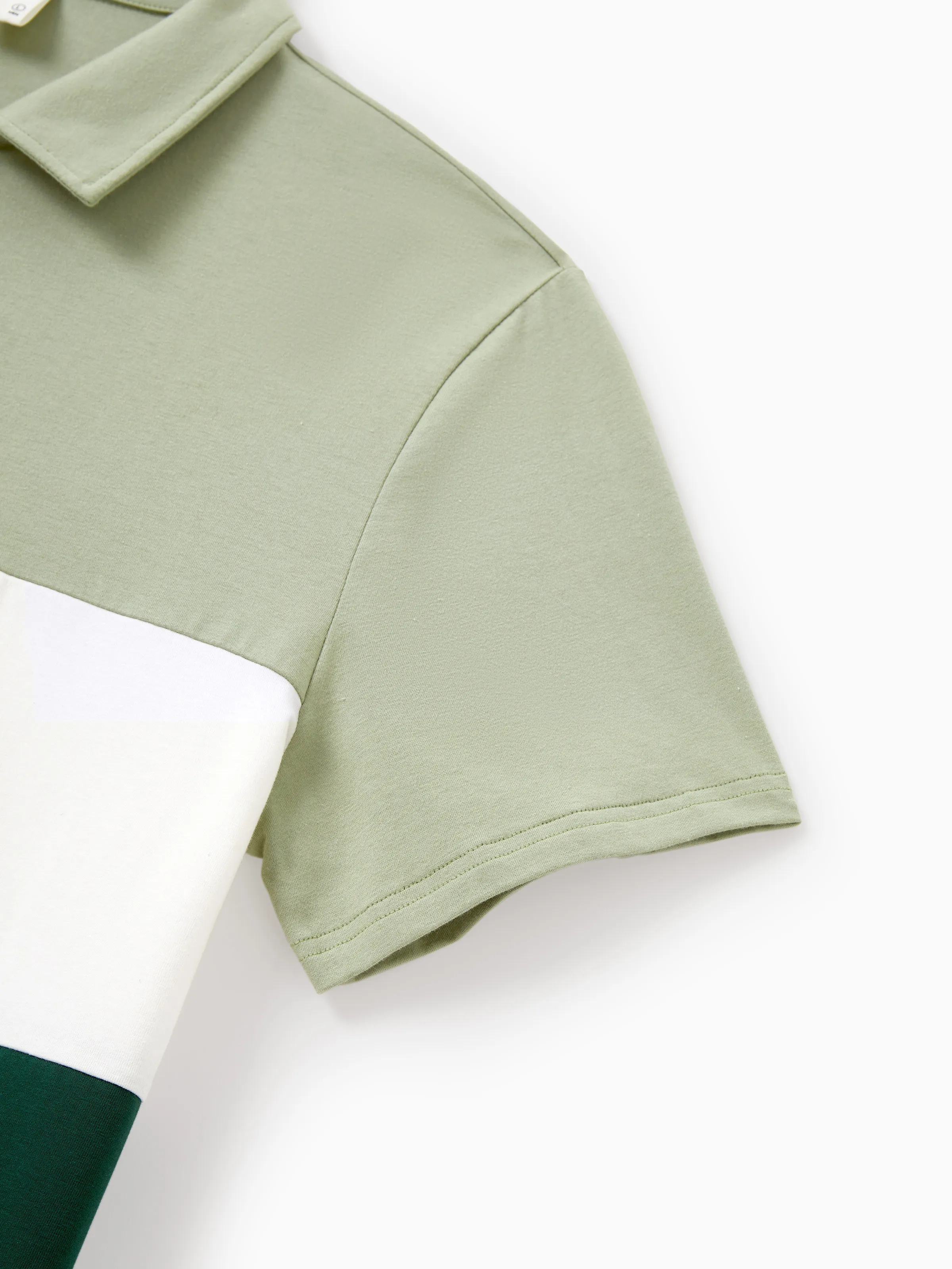 Daddy & Son Outfits Tropical Floral Print Strap Dress or Short-sleeve Colorblock Shirts Set Pale Green - Image 9