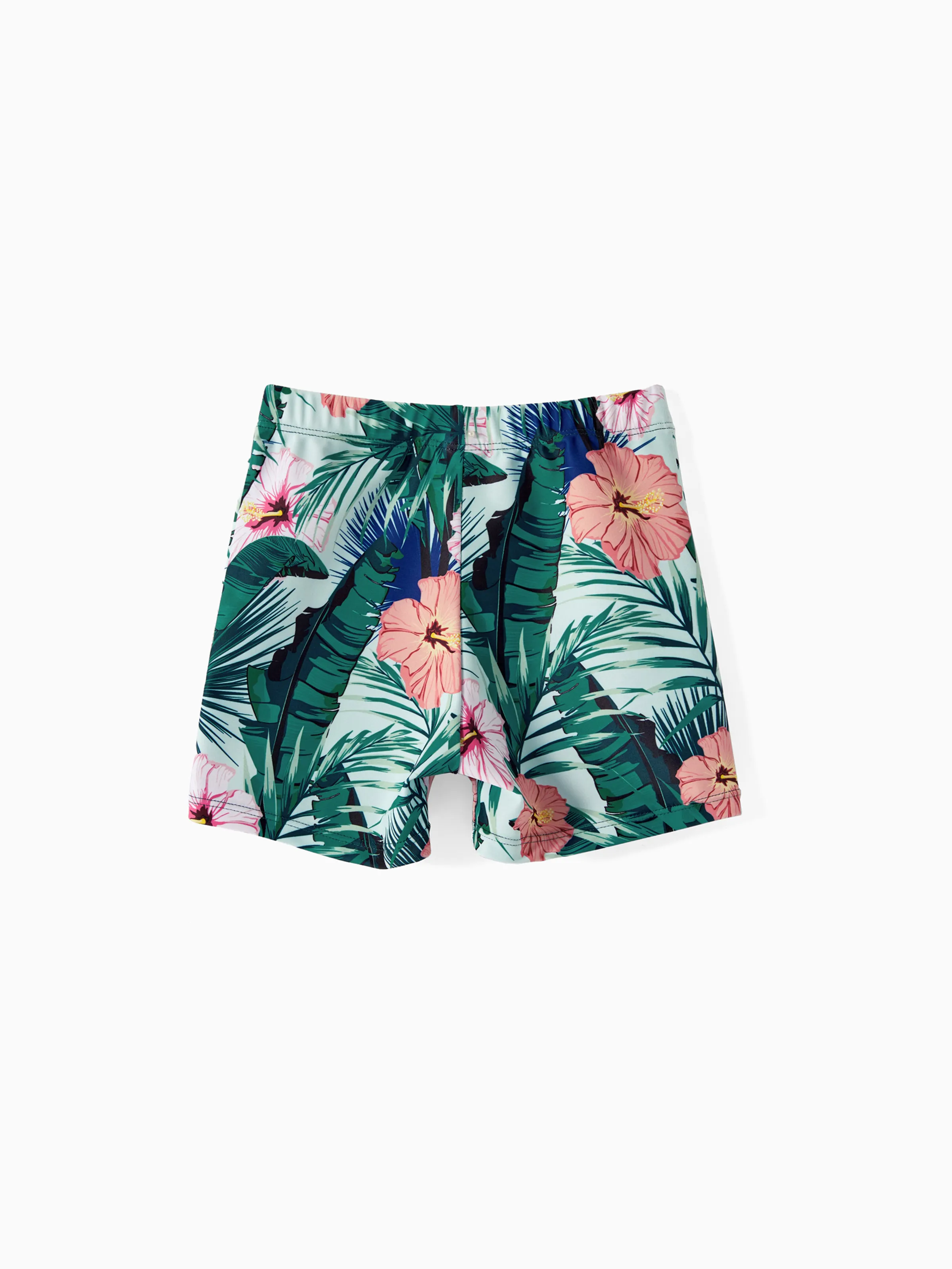 Daddy & Son Plant Print Swim Trunks Green - Image 5