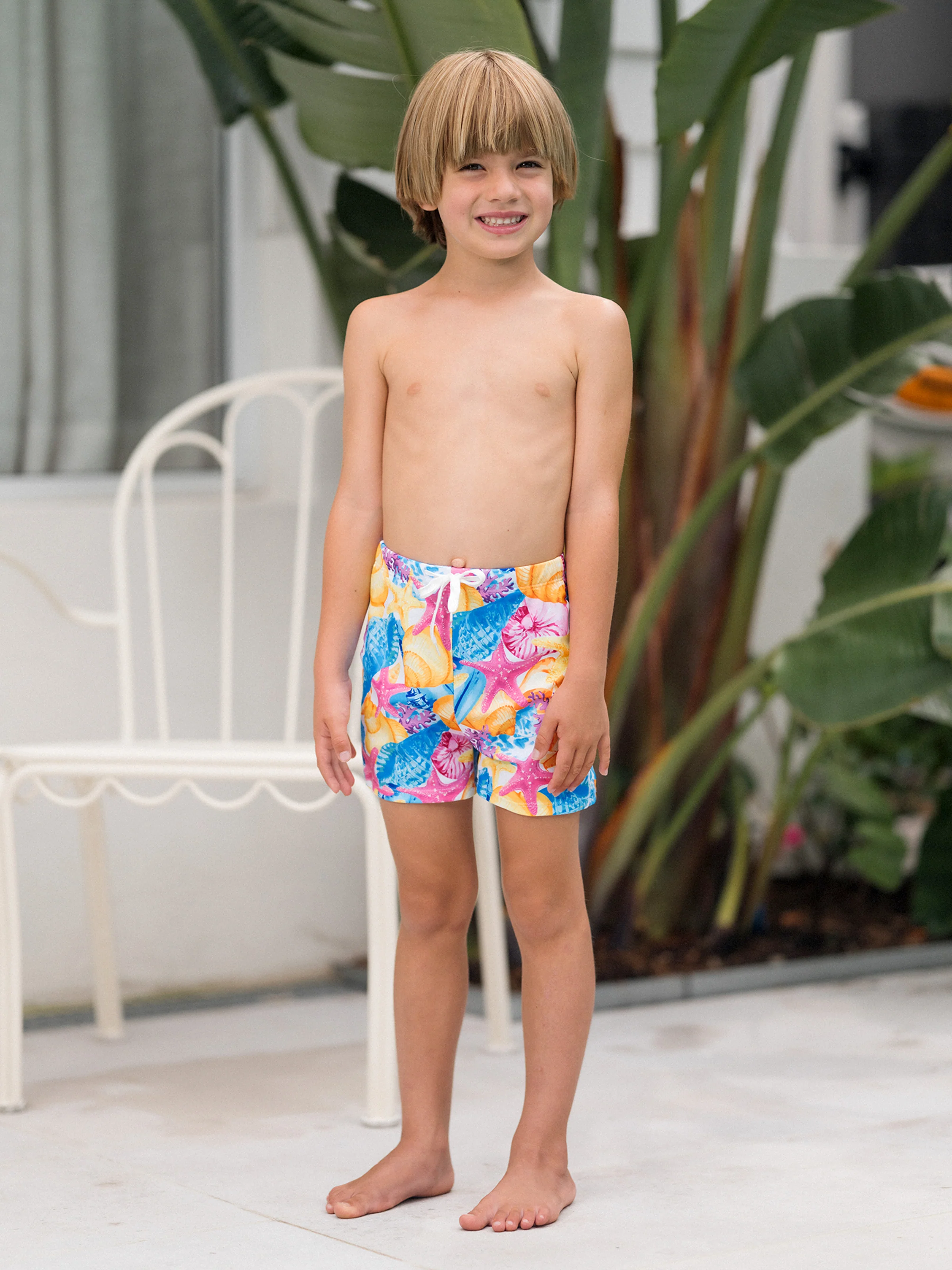 Mommy & me Seashell & Starfish Print Swimsuits Ruched One-Piece & Swim Trunks Set Multi-color - Image 18
