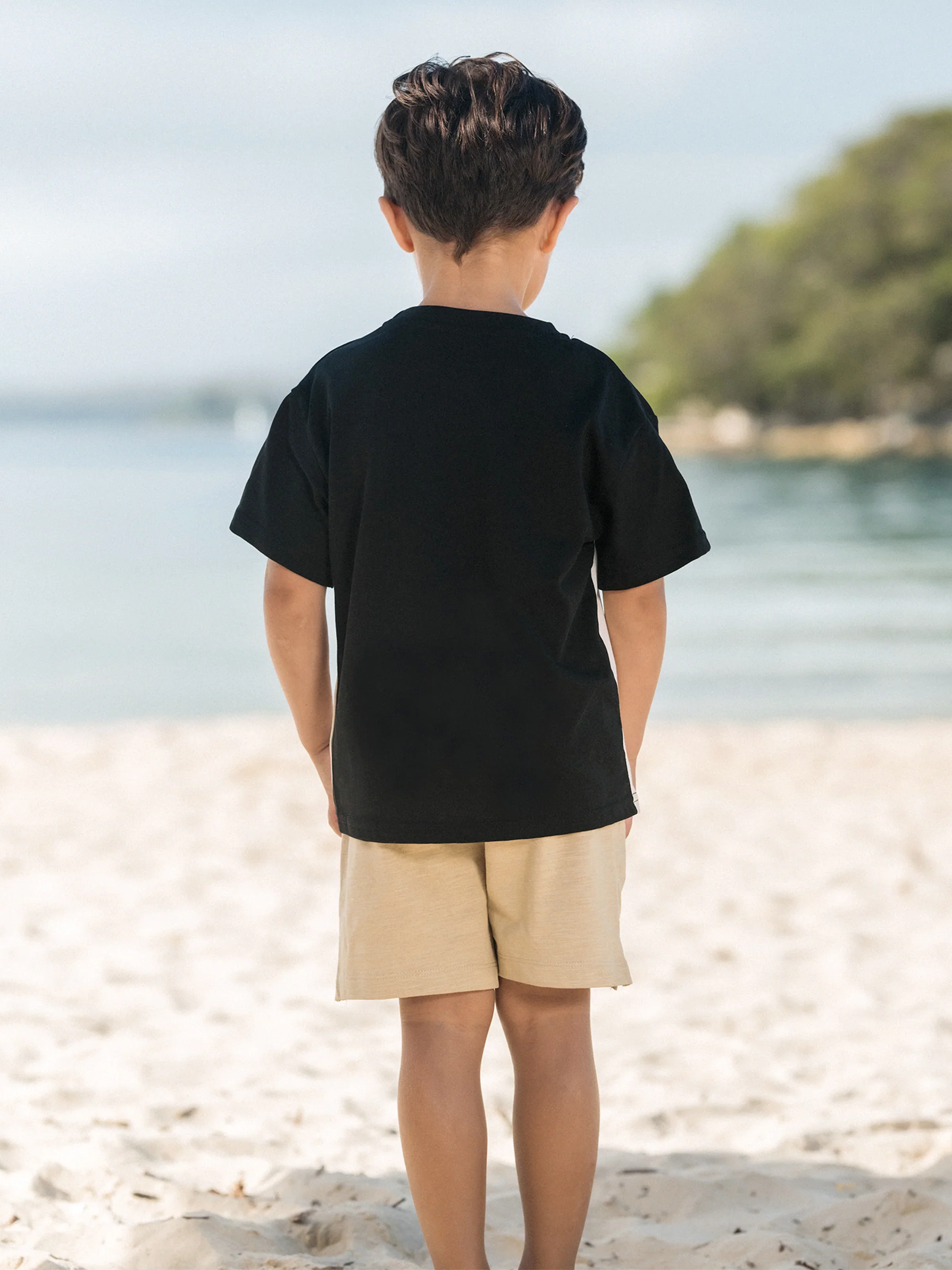 Daddy & Son Set Floral Sleeveless Strappy Dress or Colorblock Short-sleeve T-shirt Black - Image 12