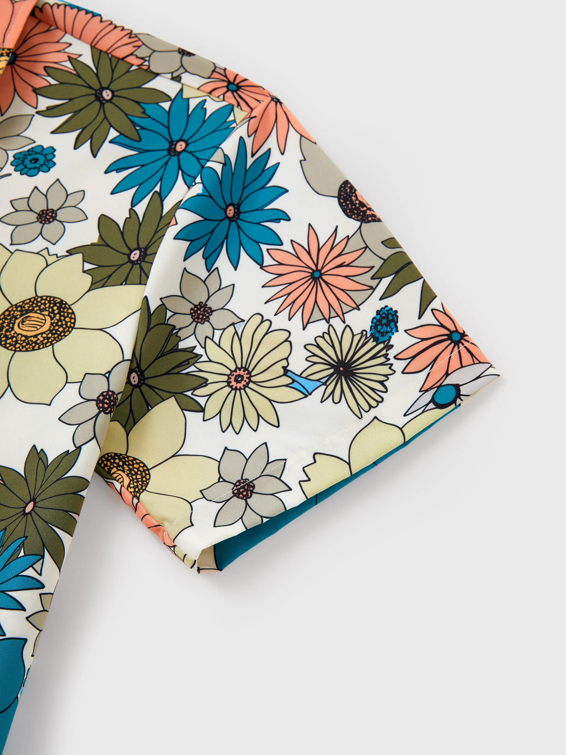 Daddy & Son Set Sun Flower Print Short-sleeve Collar Shirt for Summer Vacation Multi-color - Image 5