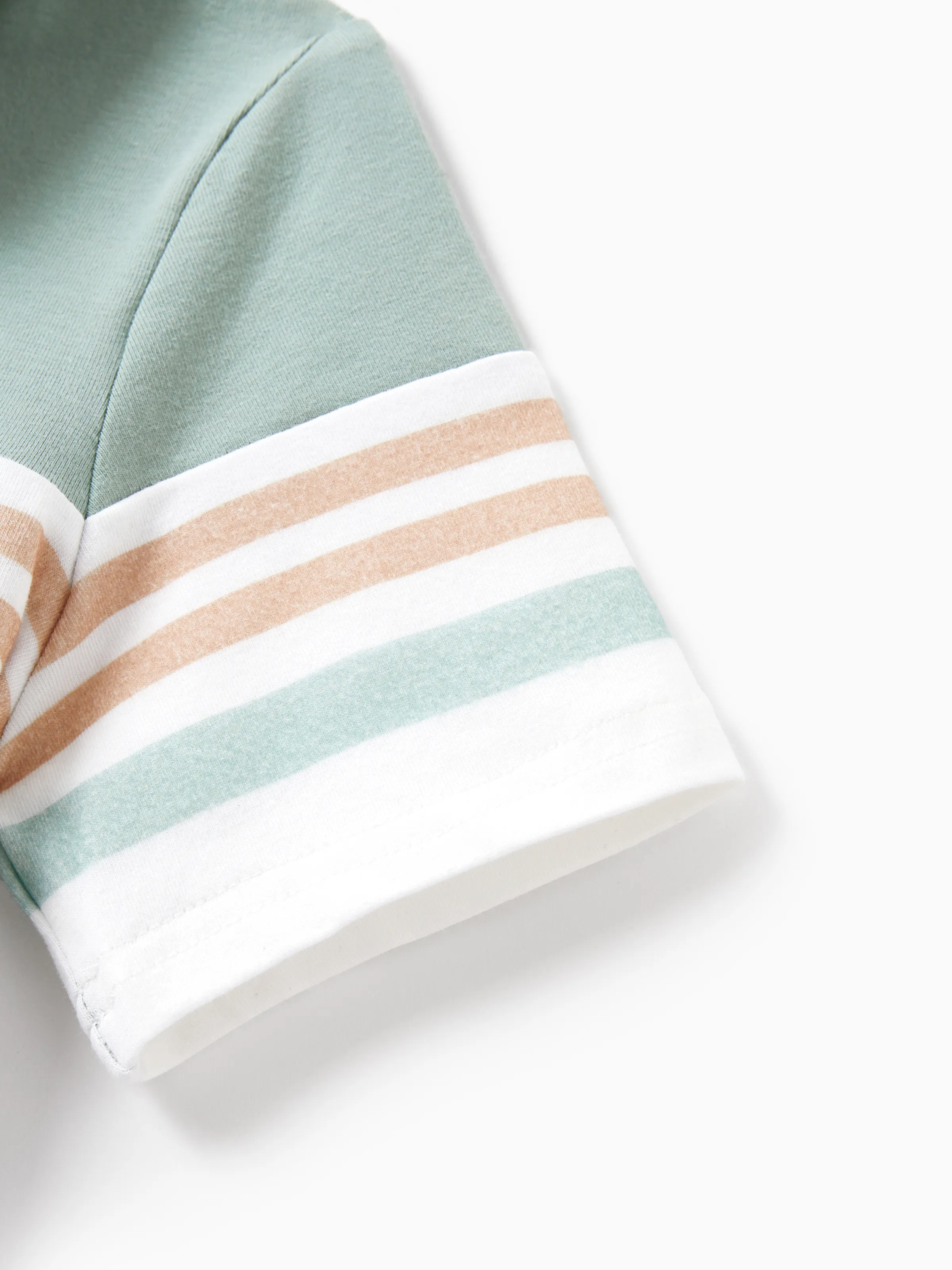Daddy & Son Sets Green Striped Polo Shirt Light Green - Image 11