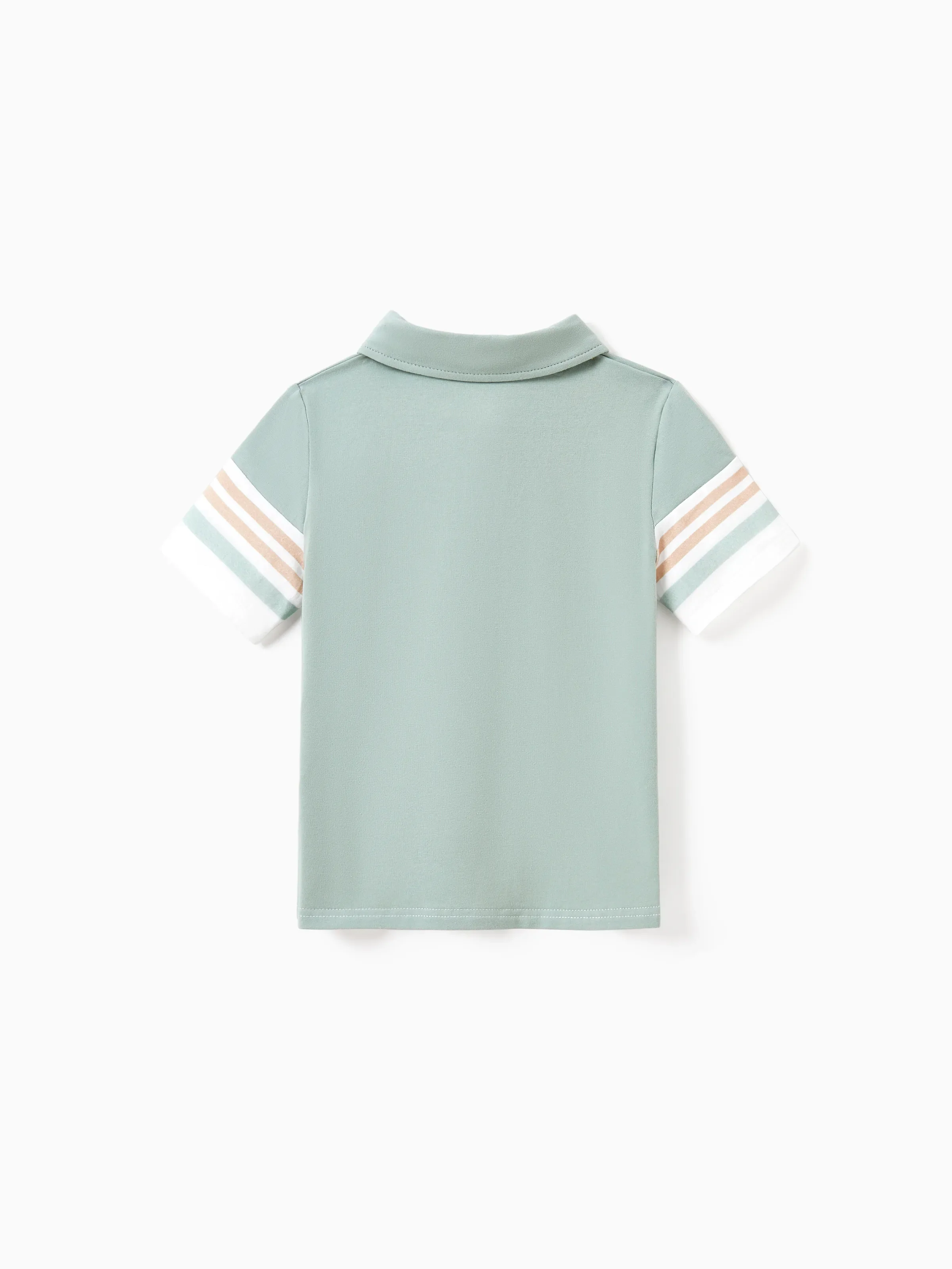 Daddy & Son Sets Green Striped Polo Shirt Light Green - Image 9