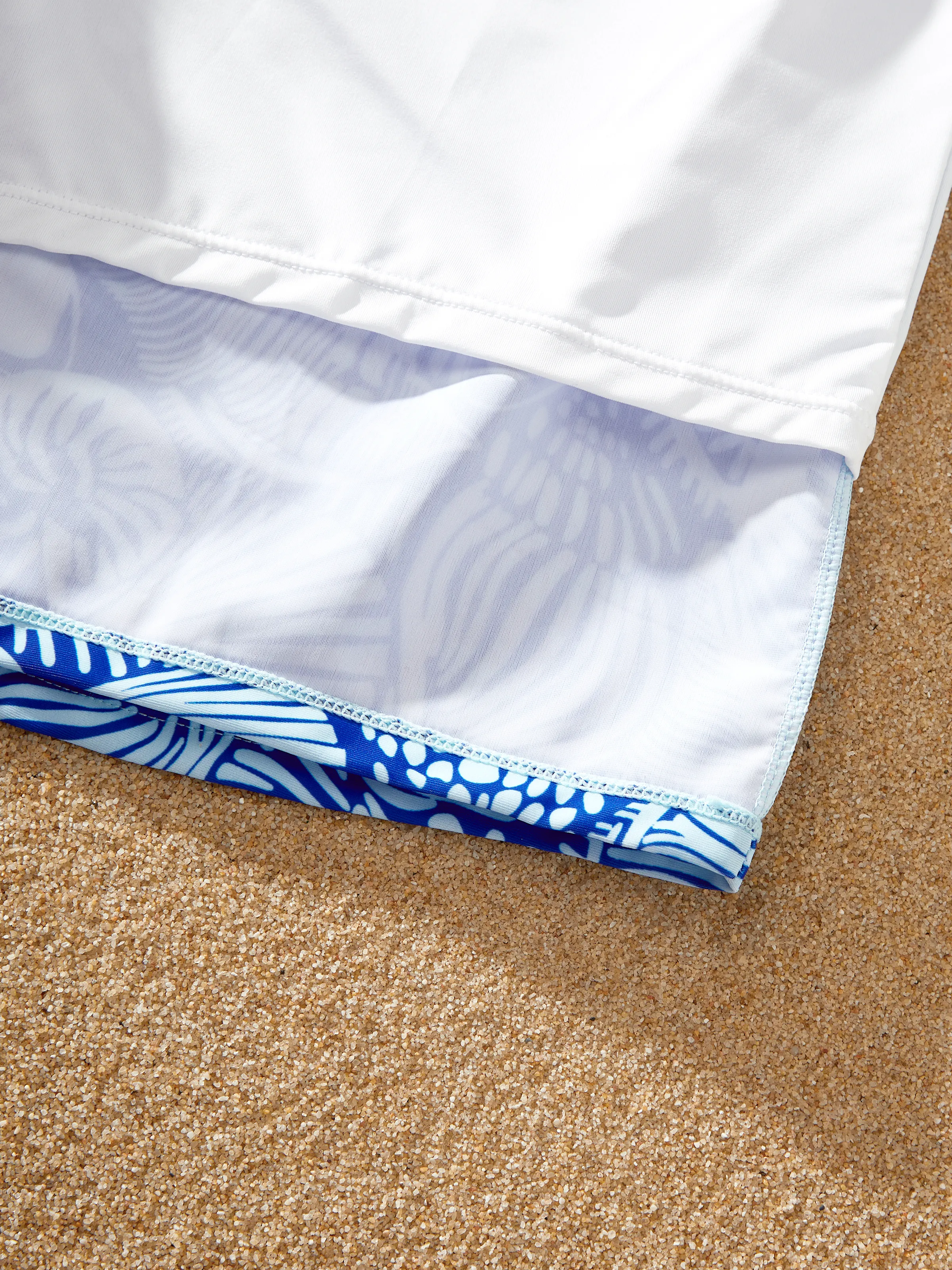 Daddy & Son Shell Print Swimwear Floral two-piece Bikini & Swim Shorts Set for Mom, Dad, & Kids, Perfect for Beach Days & Pool Parties Blue - Image 10