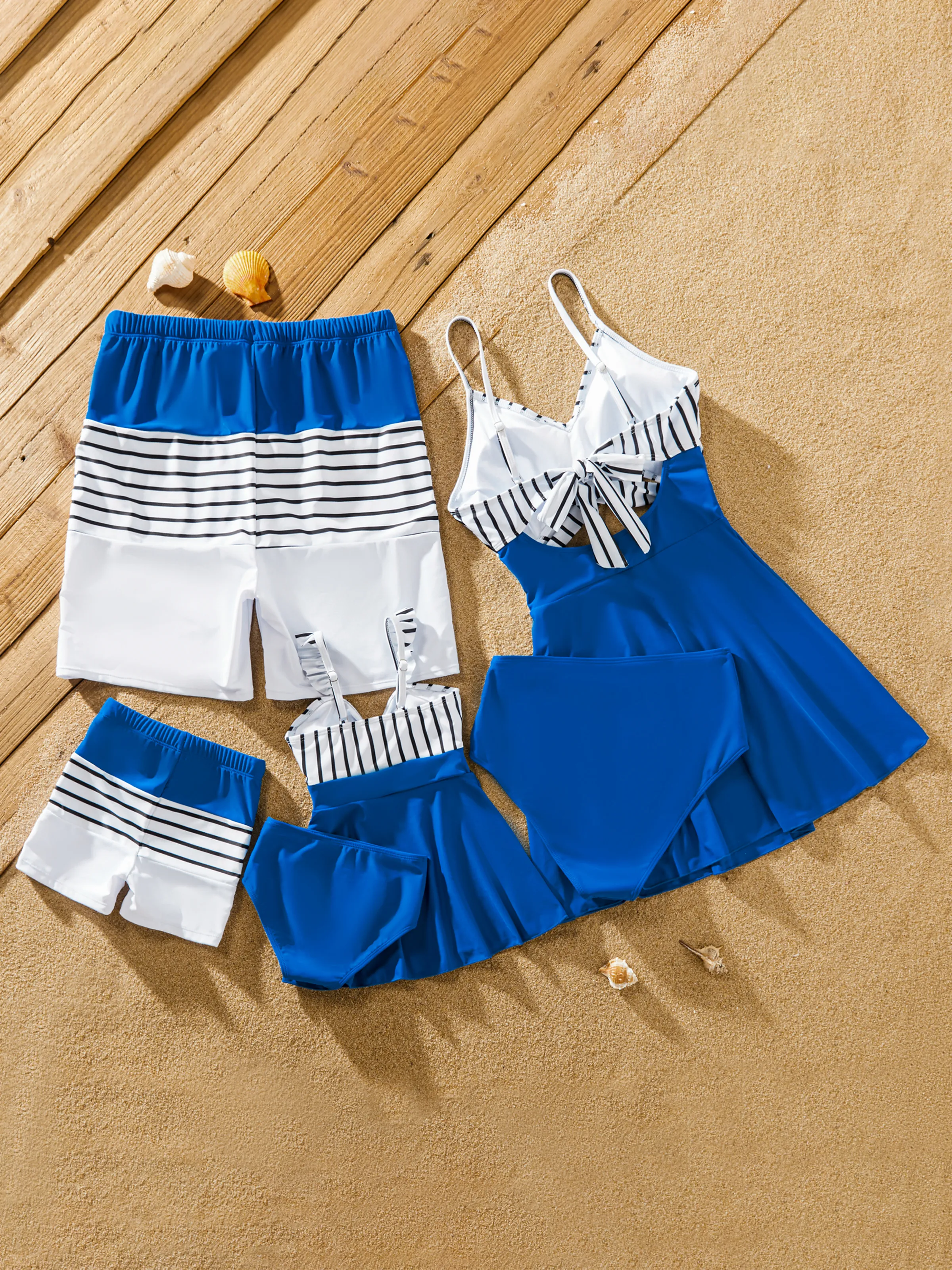 Daddy & Son Swimsuit Colorblock Drawstring Swim Trunks Color block - Image 12