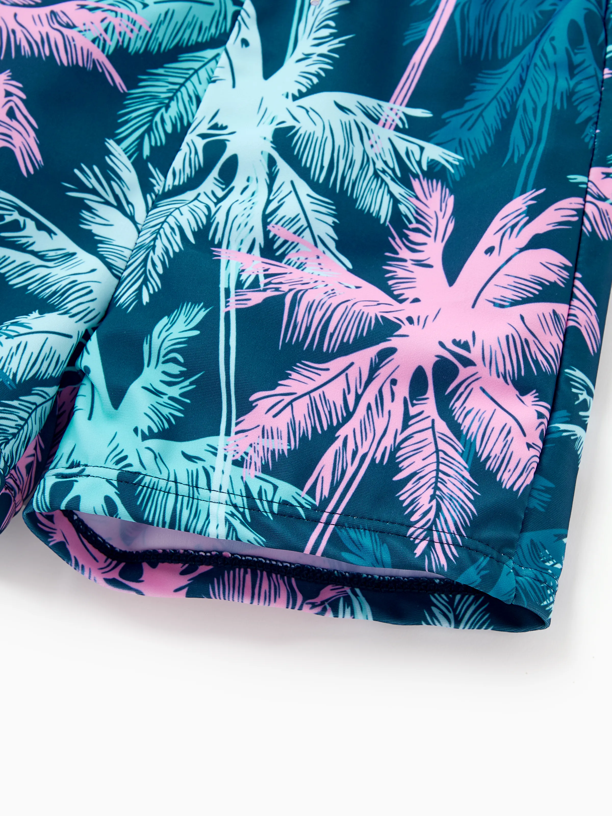 Daddy & Son Swimsuits Tropical Palm Tree Print,Daddy and Son Swim Trunks Set, Beach Vacation Swimwear Turquoise - Image 17