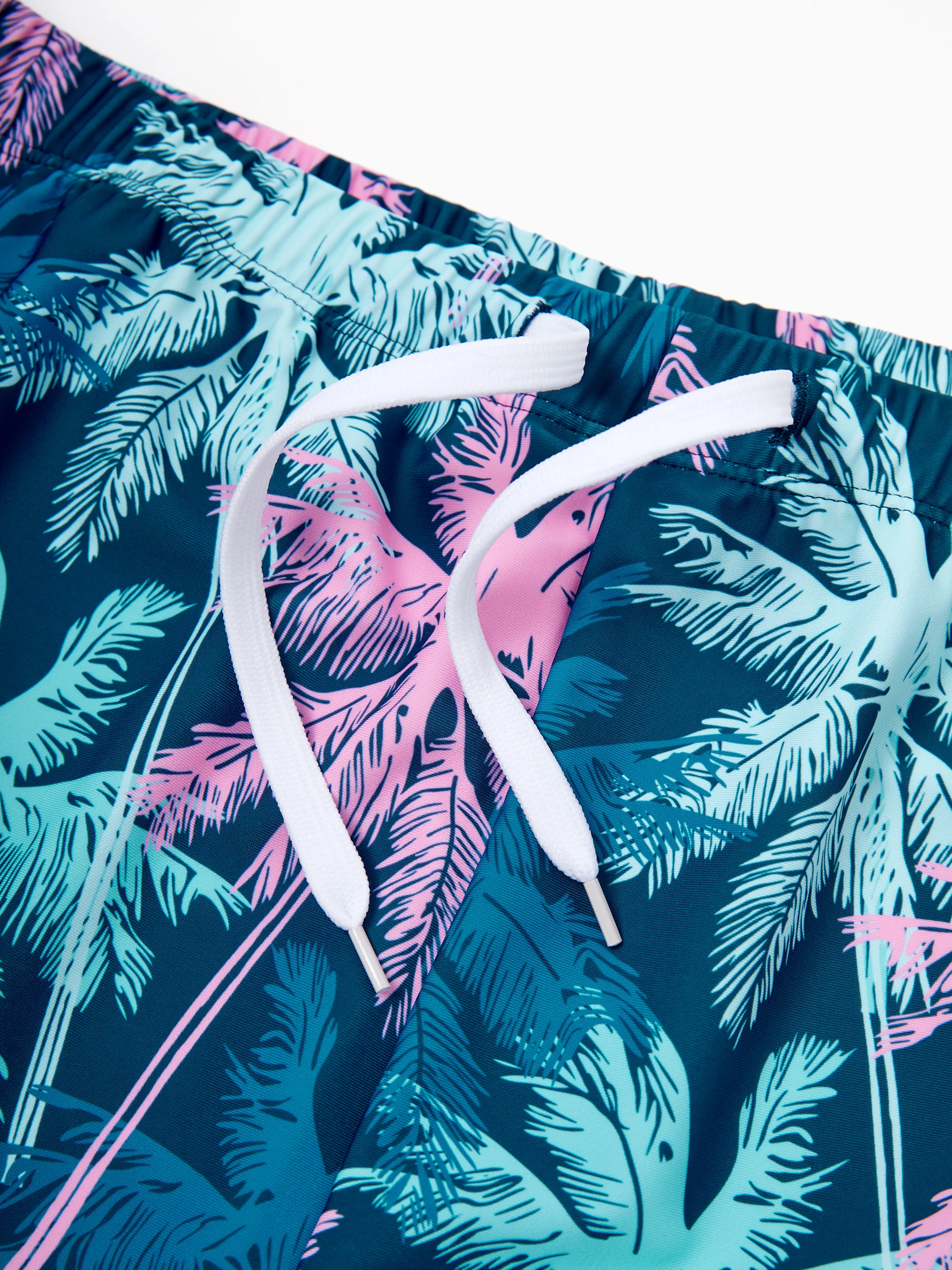 Daddy & Son Swimsuits Tropical Palm Tree Print,Daddy and Son Swim Trunks Set, Beach Vacation Swimwear Turquoise - Image 8